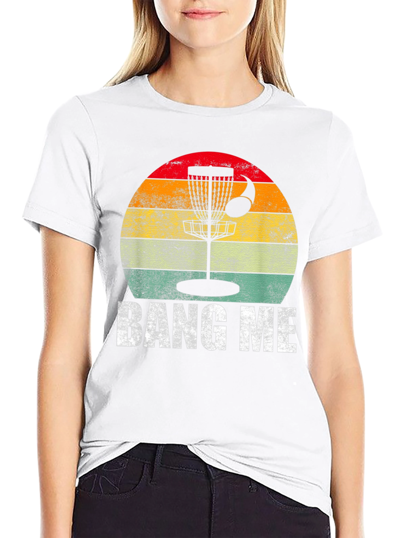 Black Bang Me Disc Golf T-Shirt - Sunset Basket Tee view 9