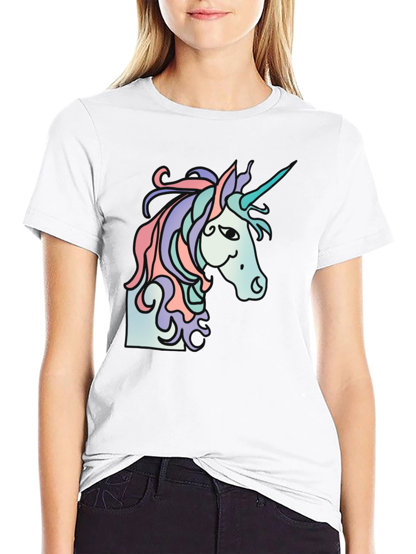 Black Unicorn Graphic Tee - Black Casual T-Shirt view 9