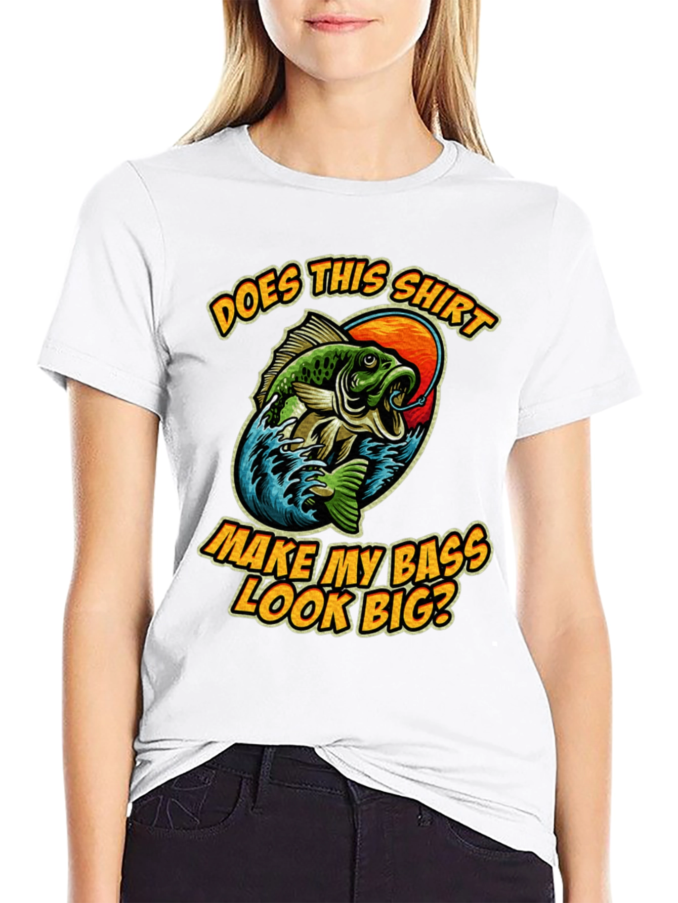 Black Funny Fishing T-Shirt - Make My Bass Look Big? view 9