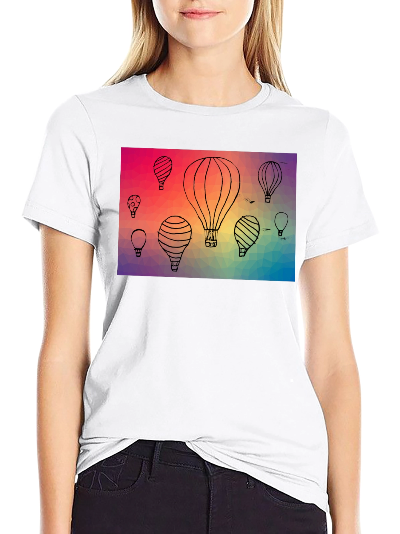 Black Hot Air Balloon Graphic Tee - Black view 9