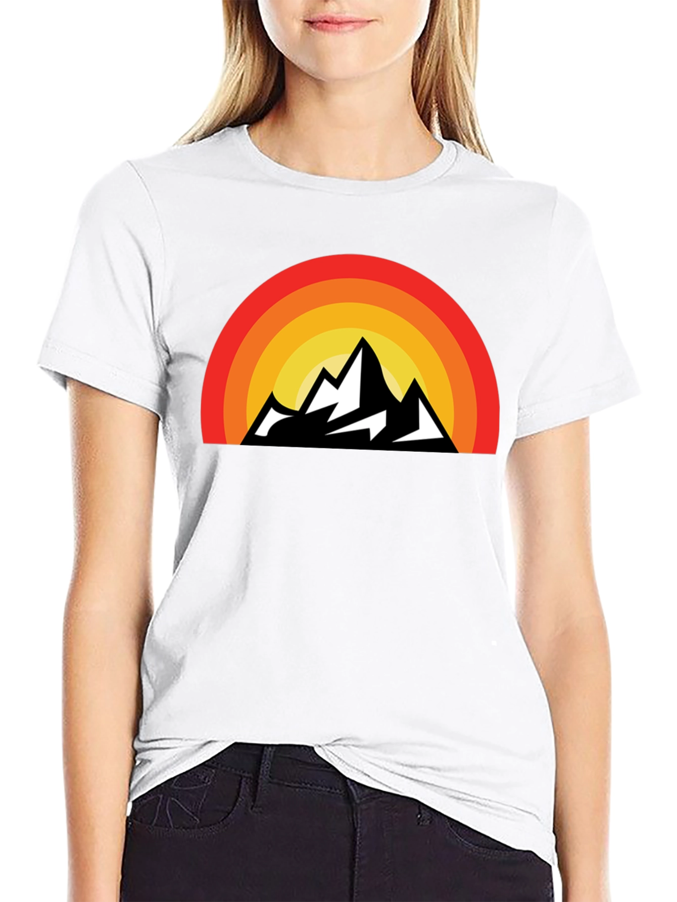 Black Retro Mountain Sunset Graphic Tee view 9