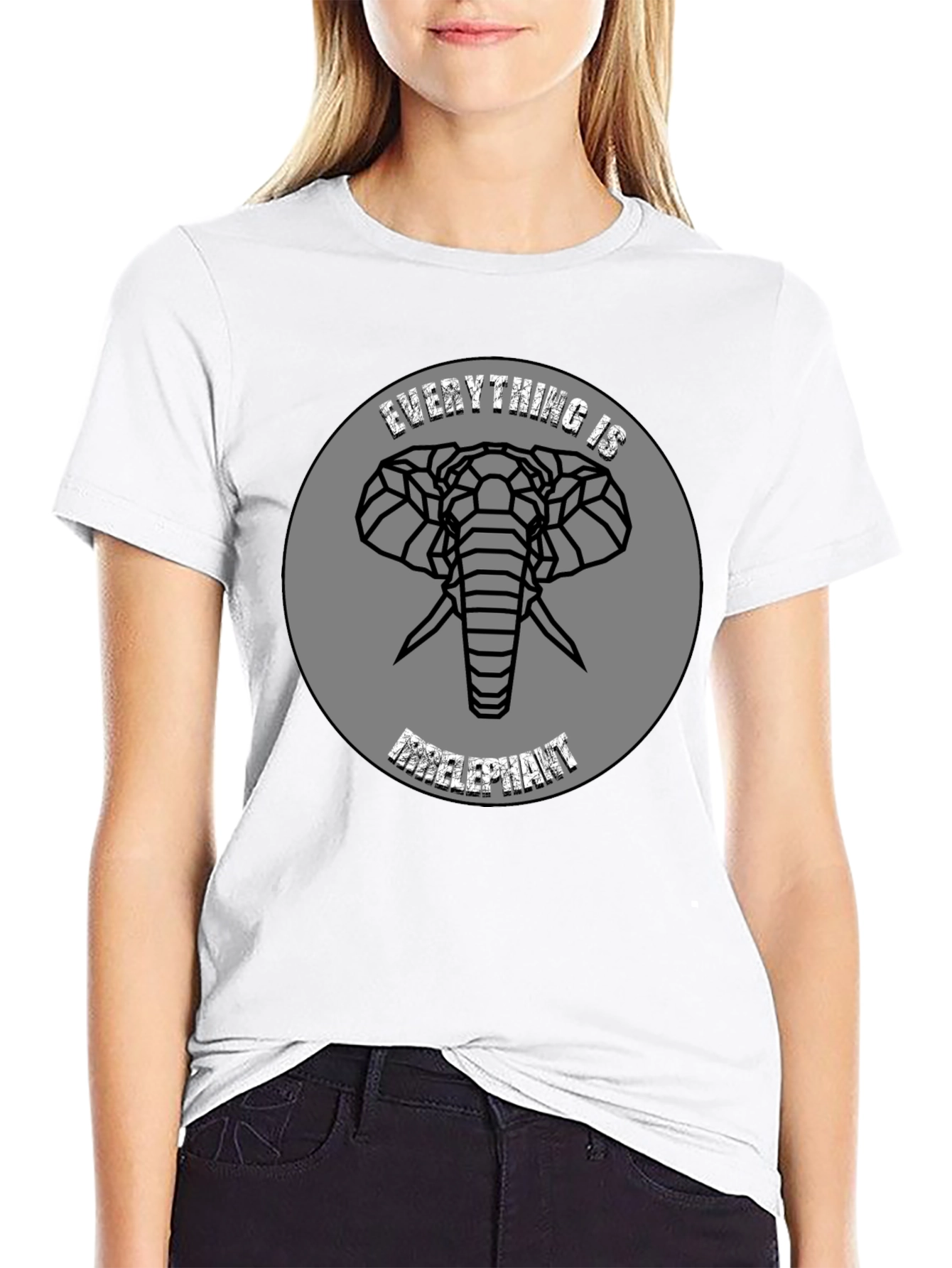Black Geometric Elephant T-Shirt - Stylish Graphic Tee view 9