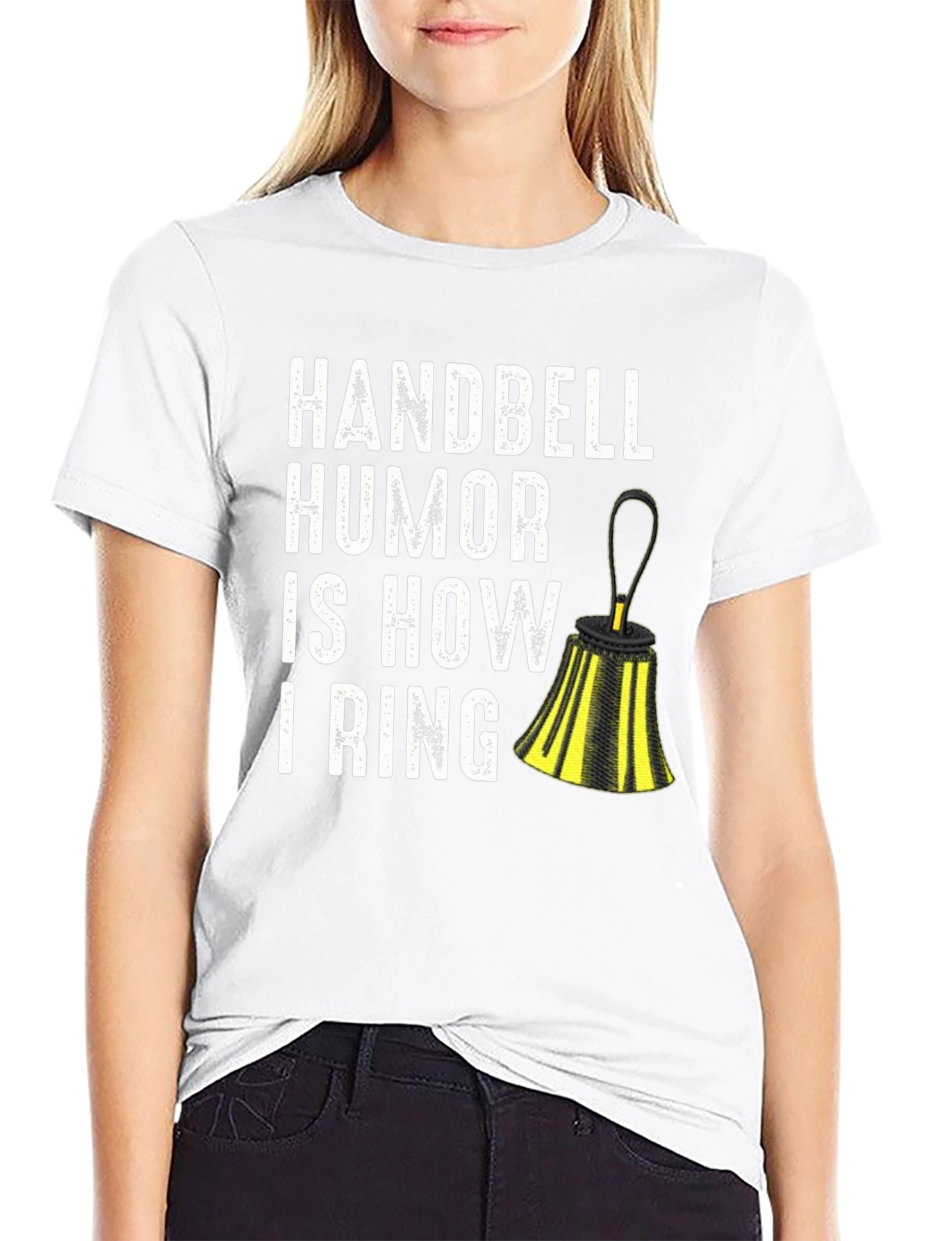 Black Handbell Humor T-Shirt - 'I Ring' Design view 9