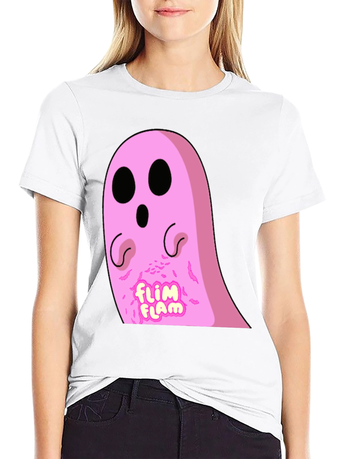 Black Pink Ghost Flim Flam T-Shirt view 9