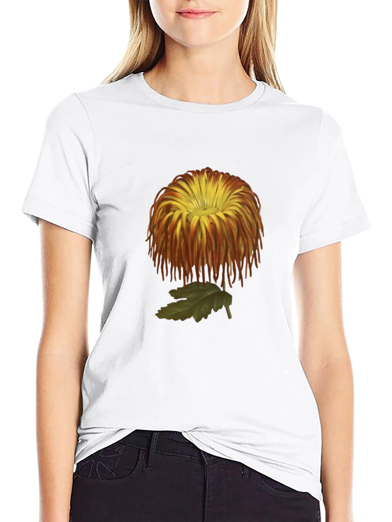 Black Black T-Shirt with Floral Graphic view 9