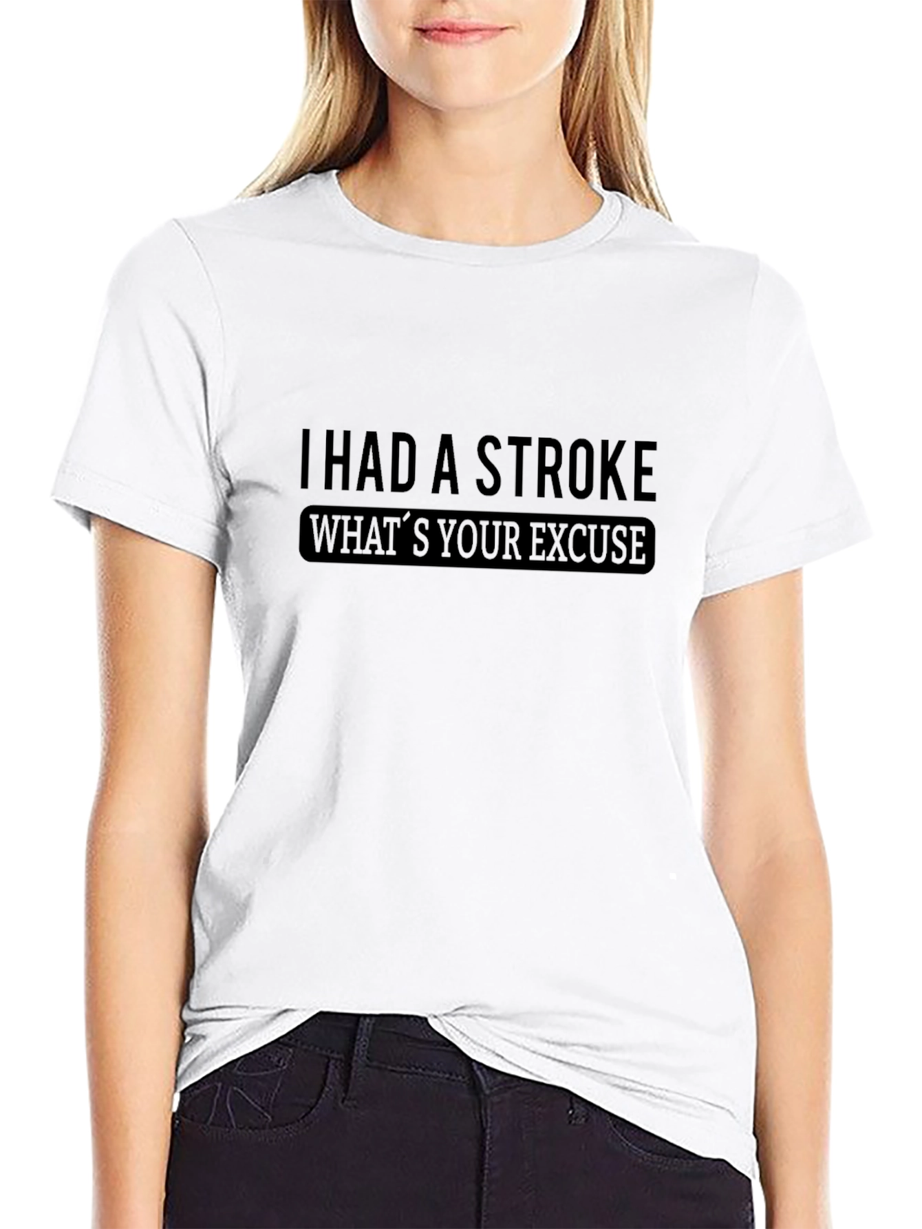 Black Humorous "I Had A Stroke" Graphic T-Shirt view 9
