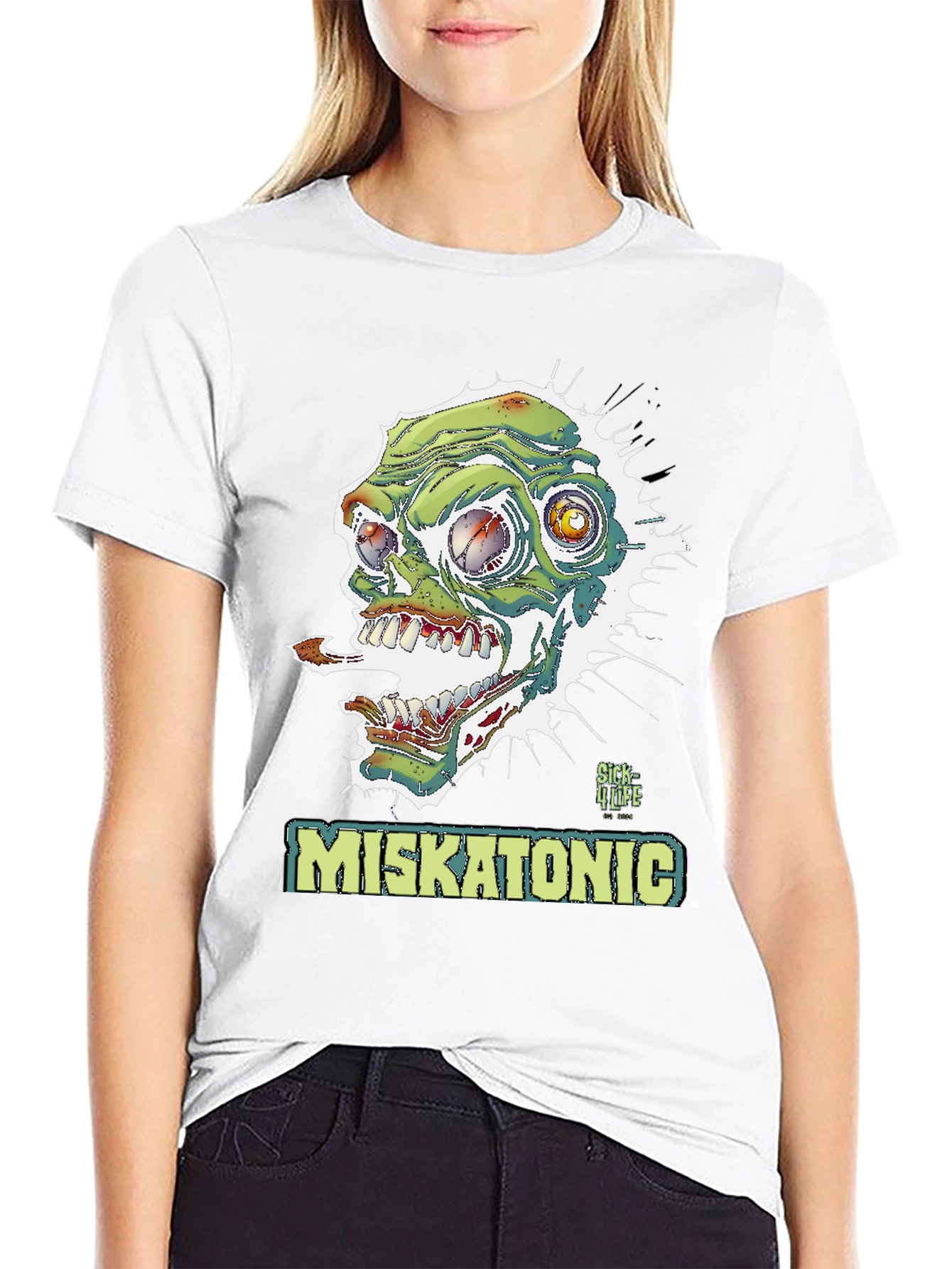 Black Miskatonic Zombie Graphic T-Shirt - Horror Style view 9
