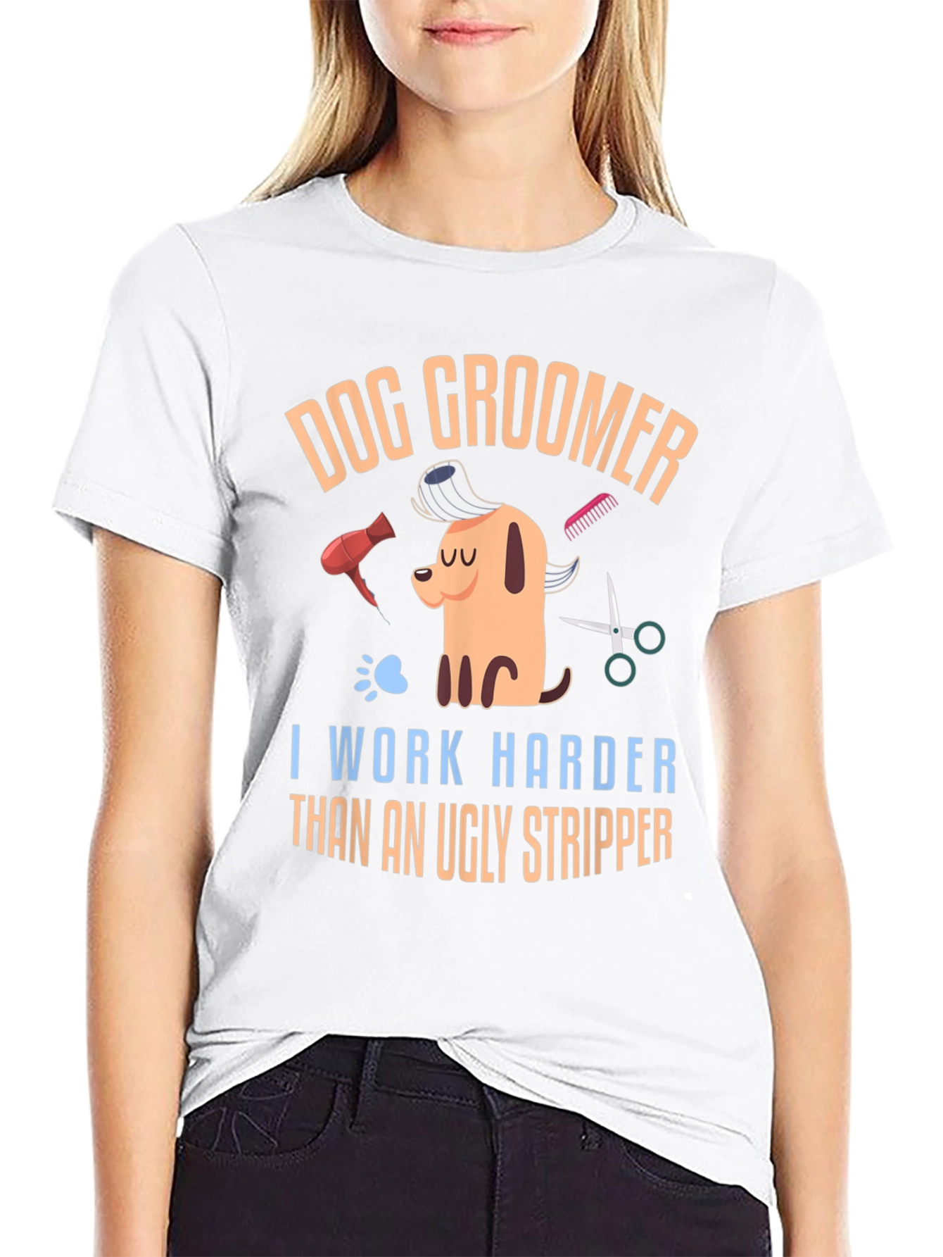 Black Dog Groomer Funny Graphic T-Shirt view 9