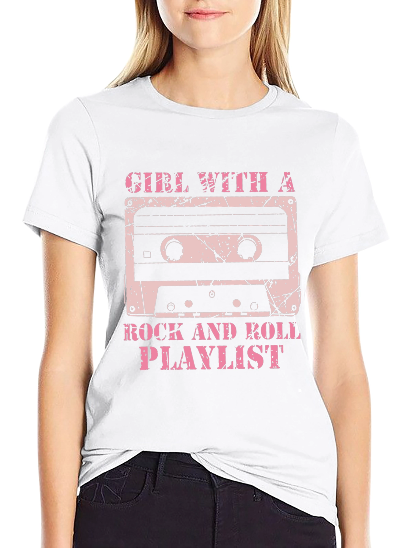 Black Girl With a Rock and Roll Playlist Graphic T-Shirt view 9
