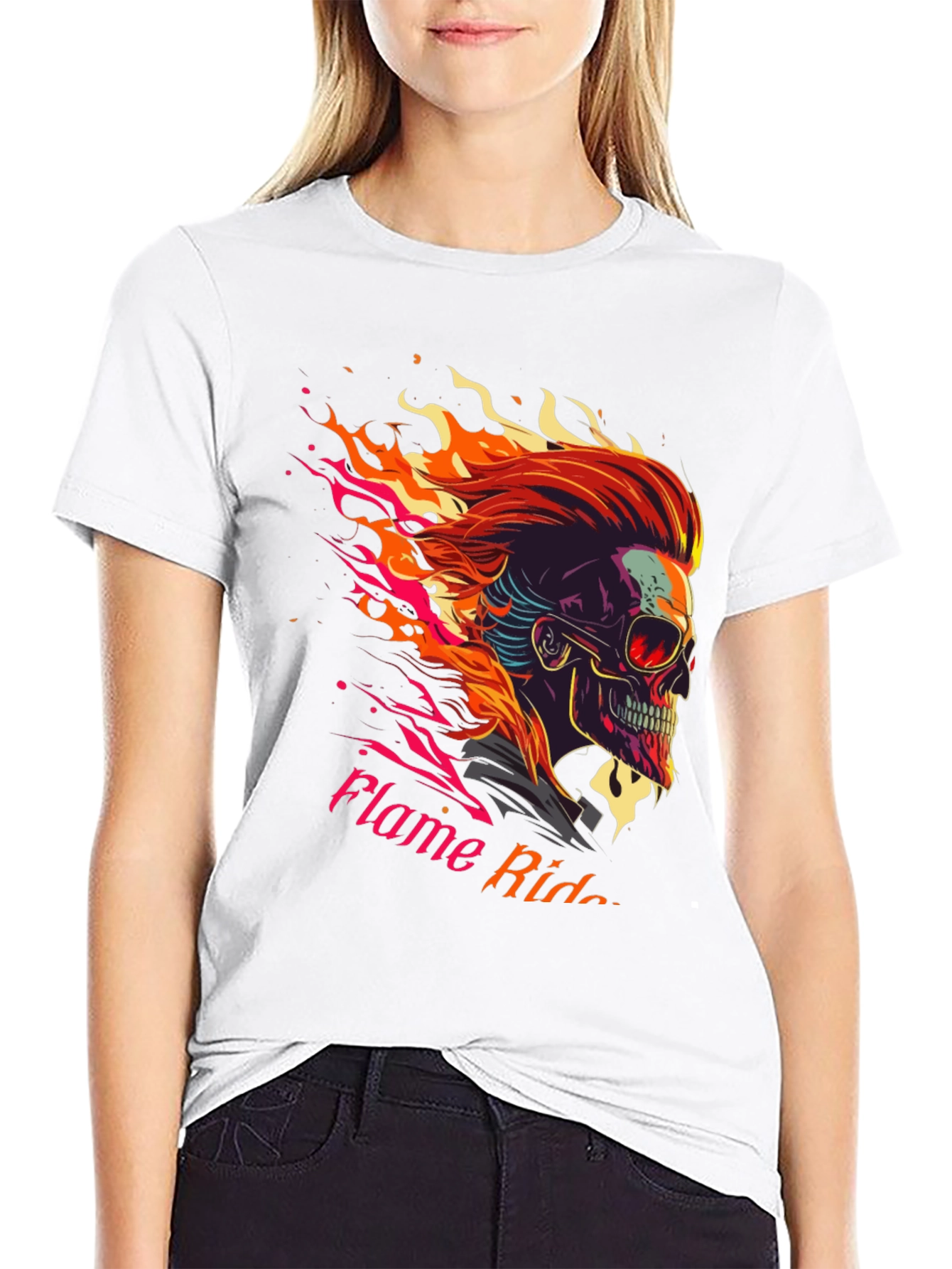 Black Flame Rider Graphic T-Shirt view 9