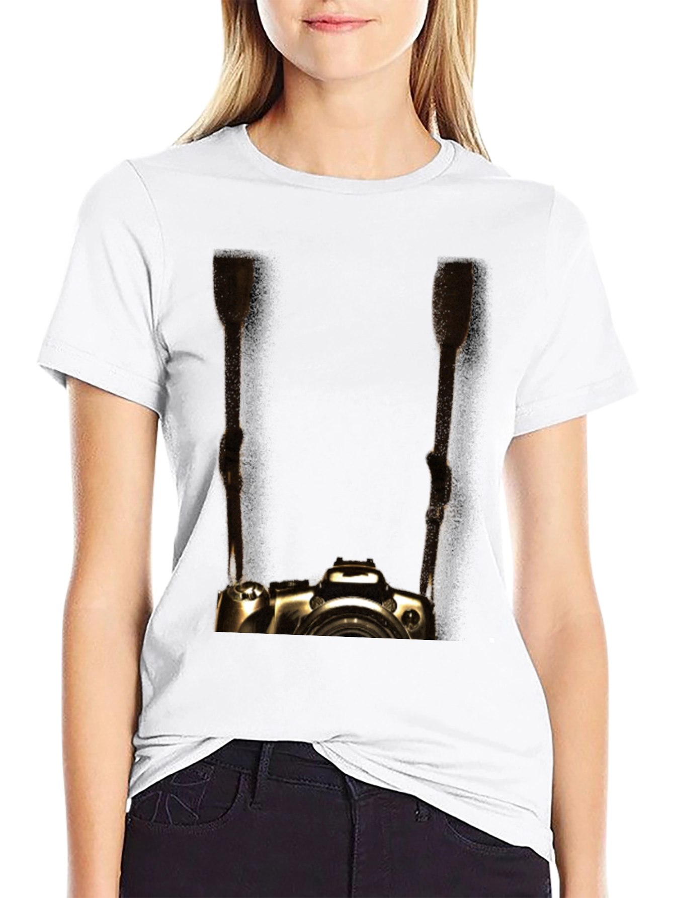 Black Golden Camera Graphic Tee - Photographer's Style view 9