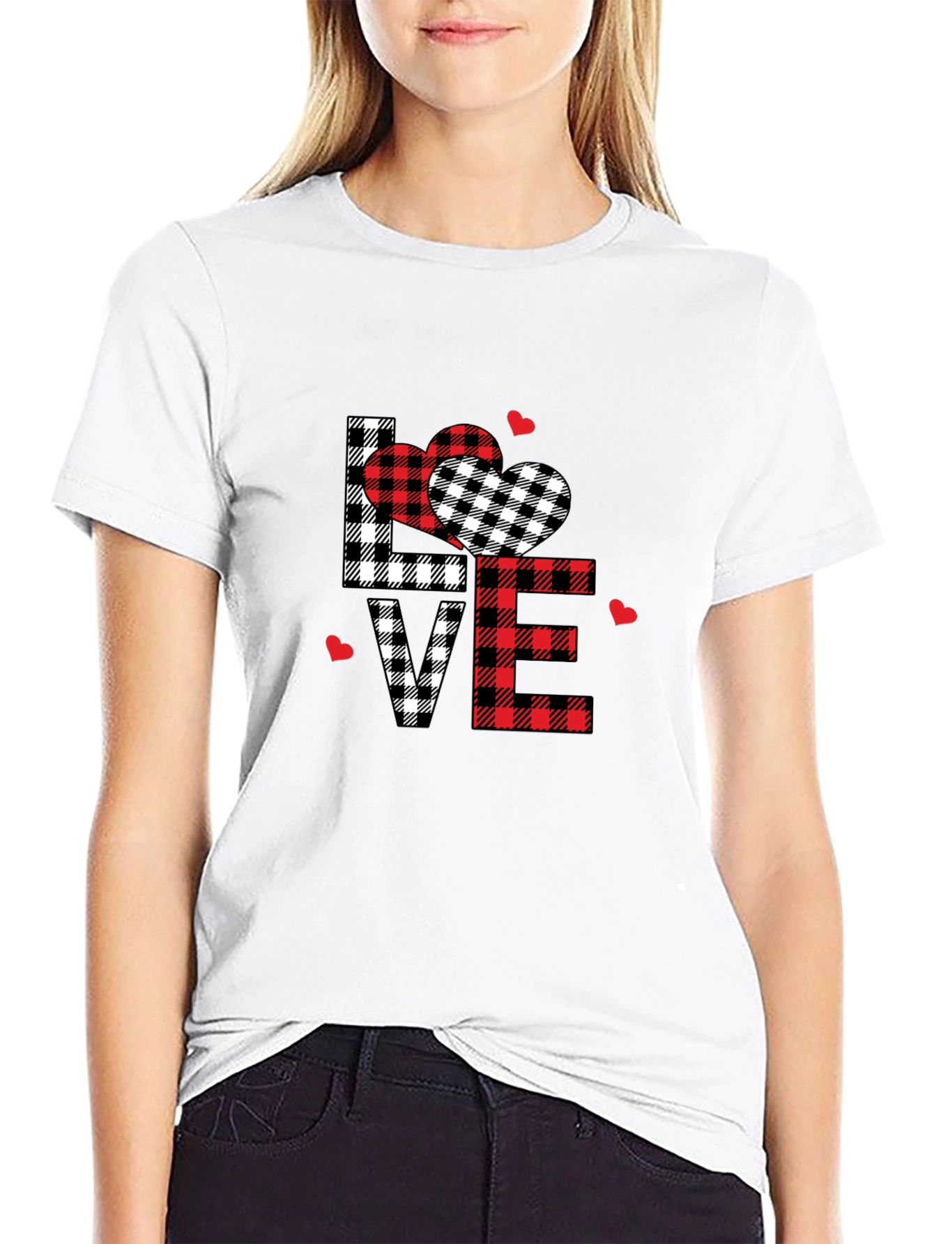 Black Love Plaid Graphic Tee view 9