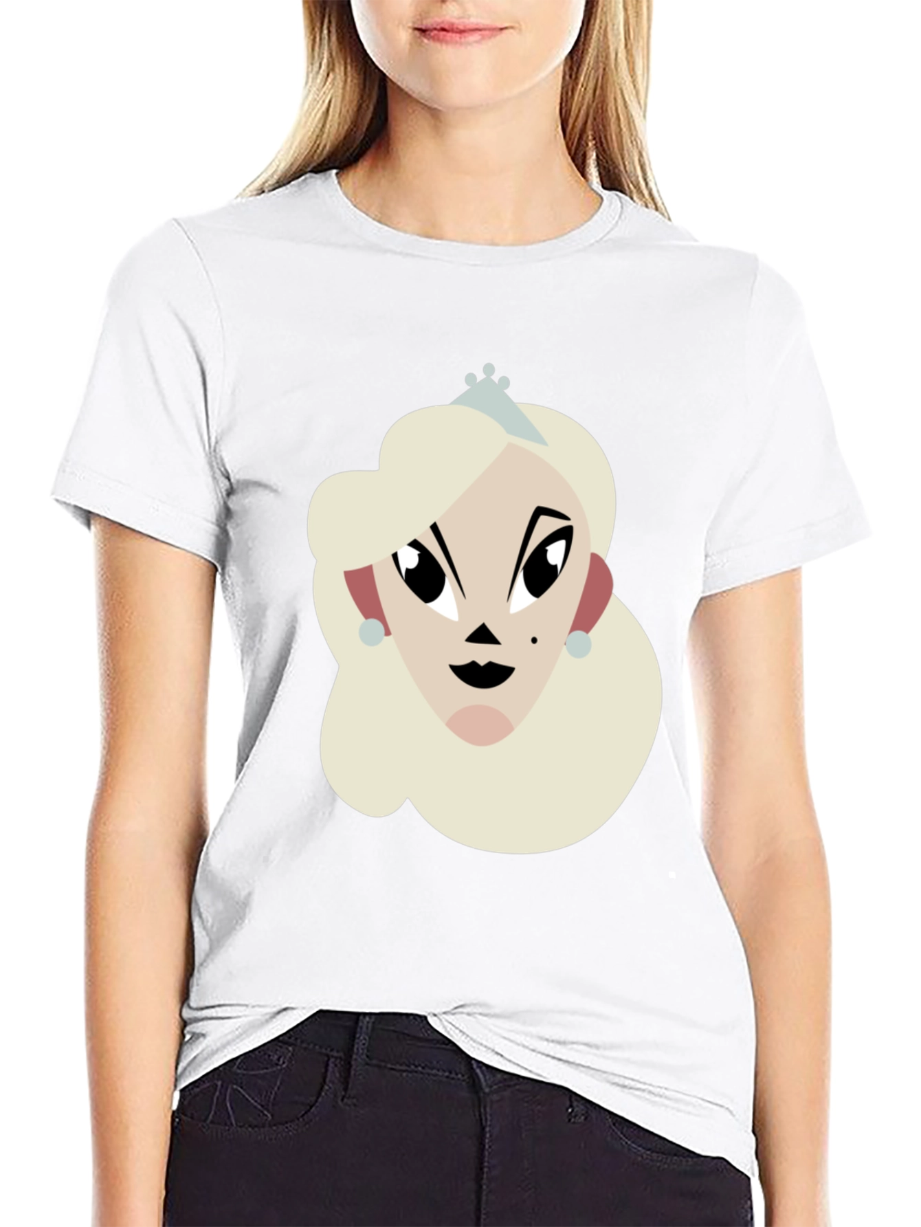 Black Princess Cartoon Graphic Black T-Shirt view 9