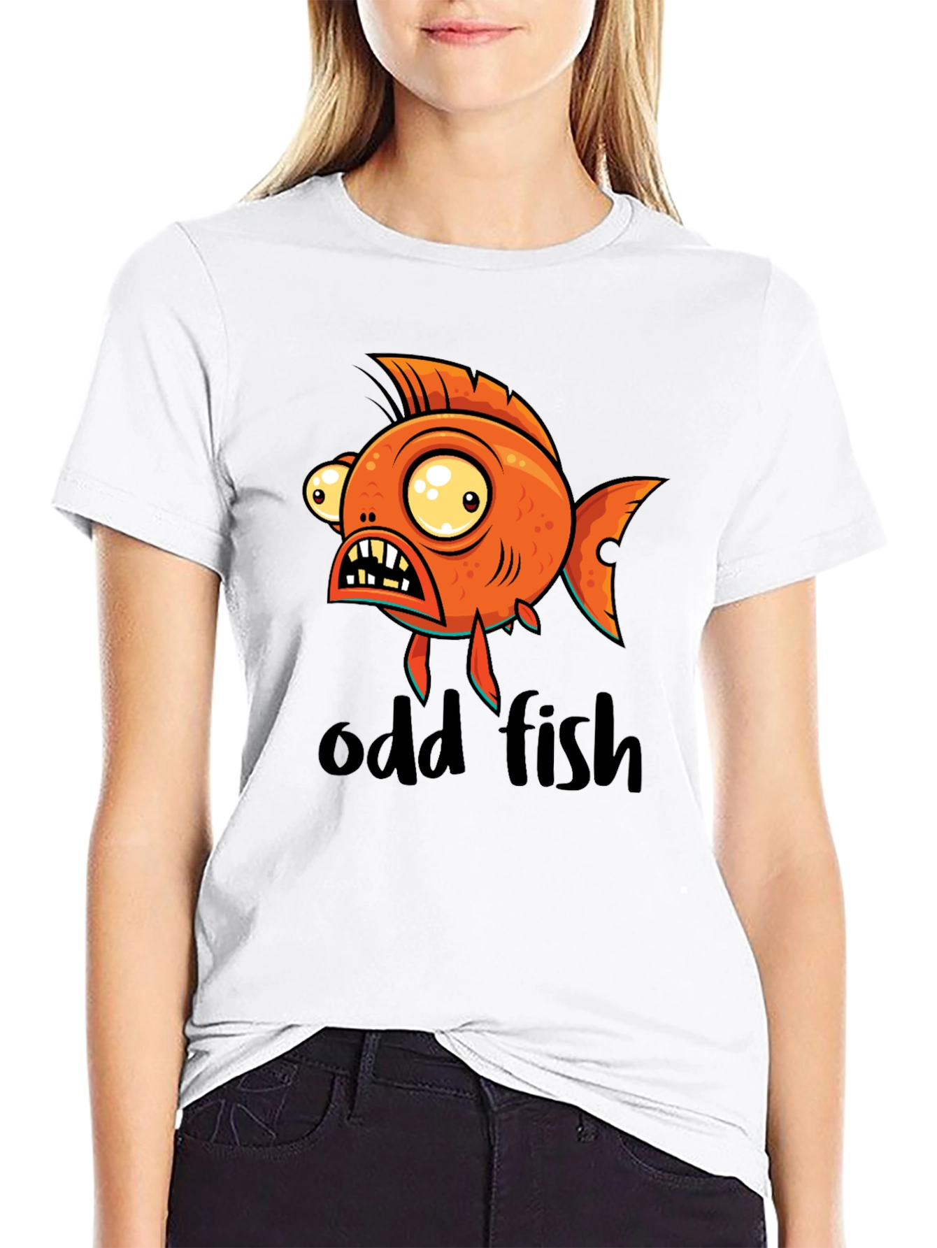 Black Odd Fish Graphic Tee - Quirky Humor T-Shirt view 9