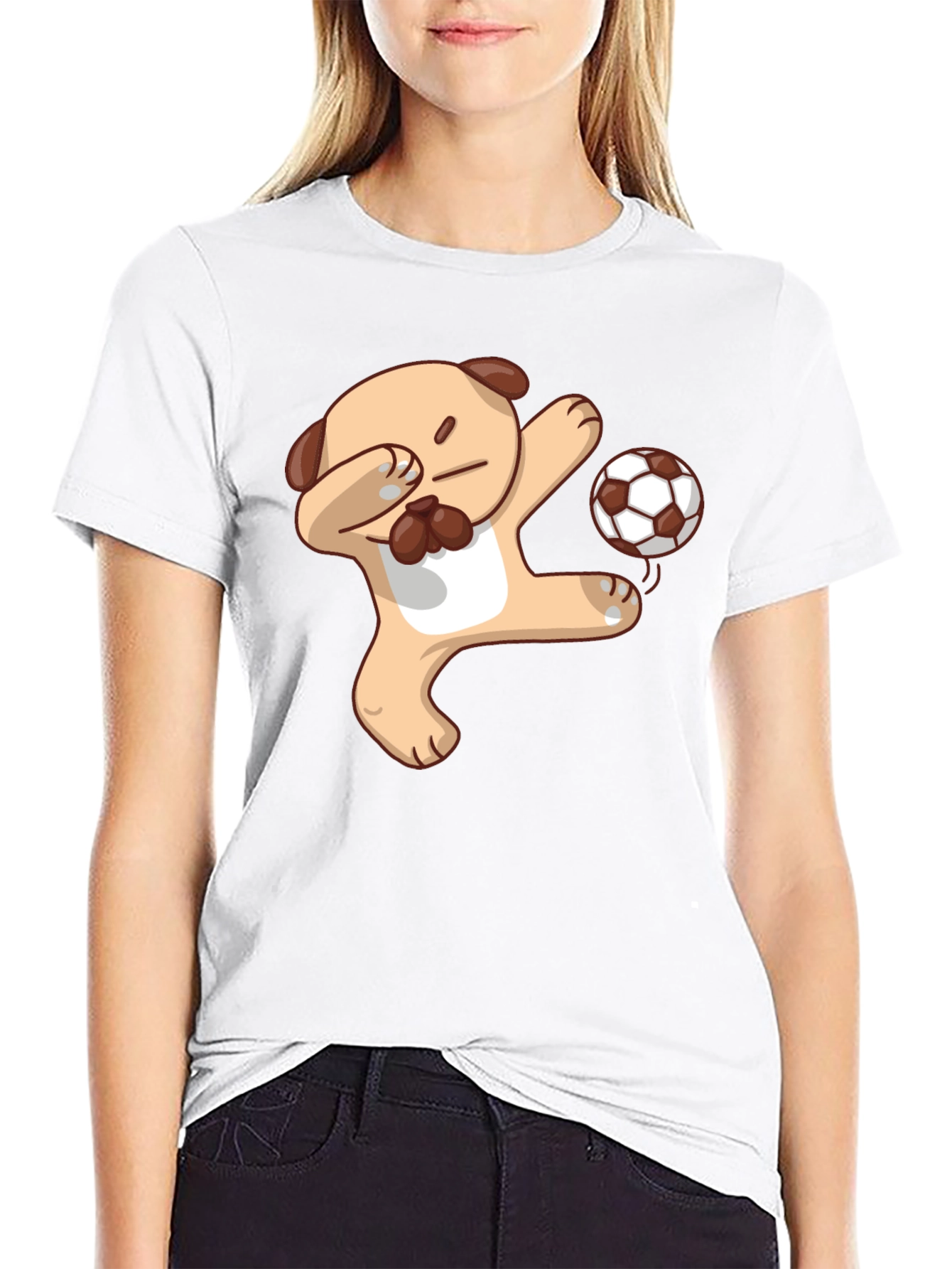 Black Funny Pug Soccer Dab T-Shirt view 9