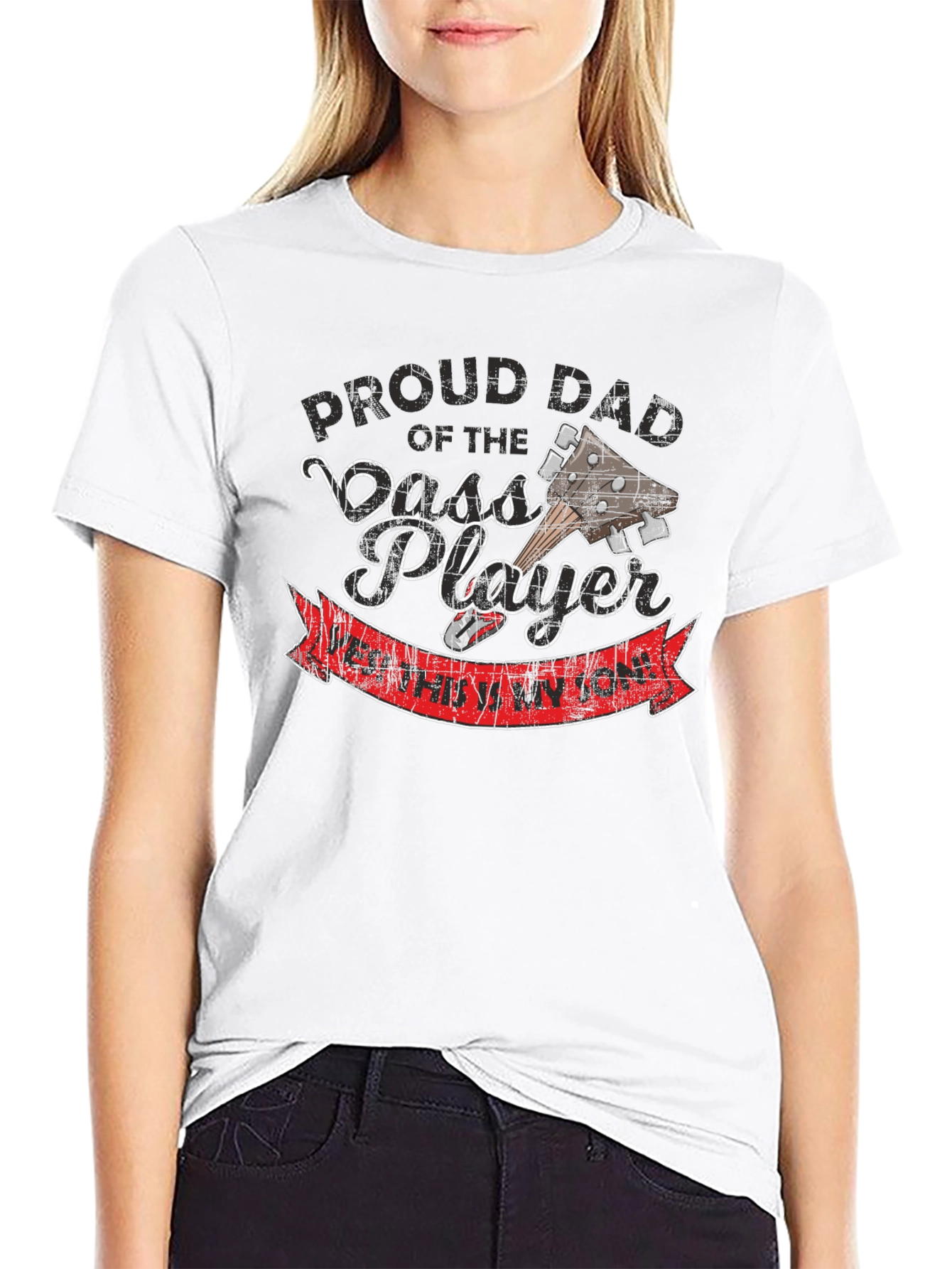 Black Proud Dad of Bass Player T-Shirt view 9