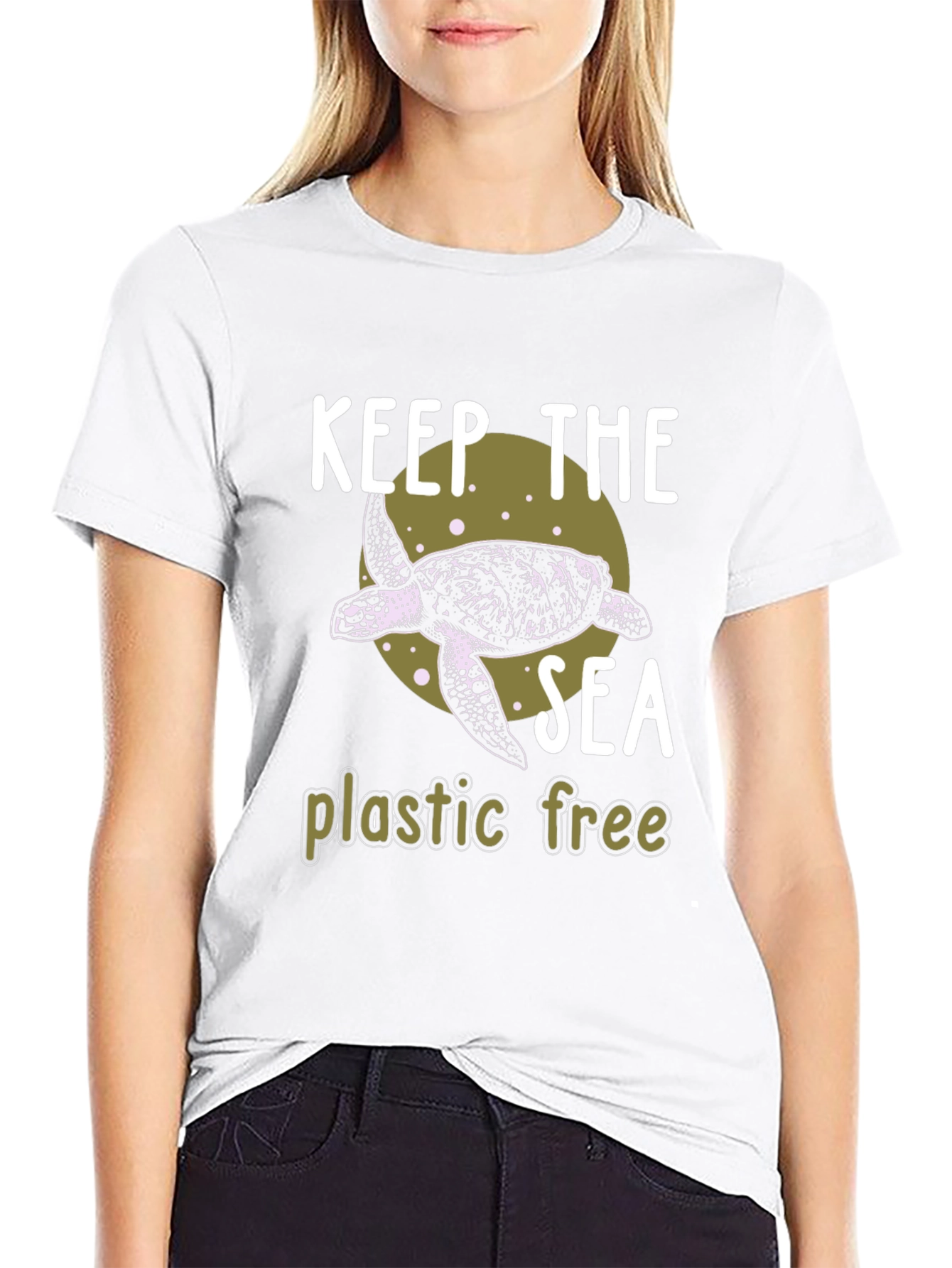 Black Keep the Sea Plastic Free Graphic Tee view 9