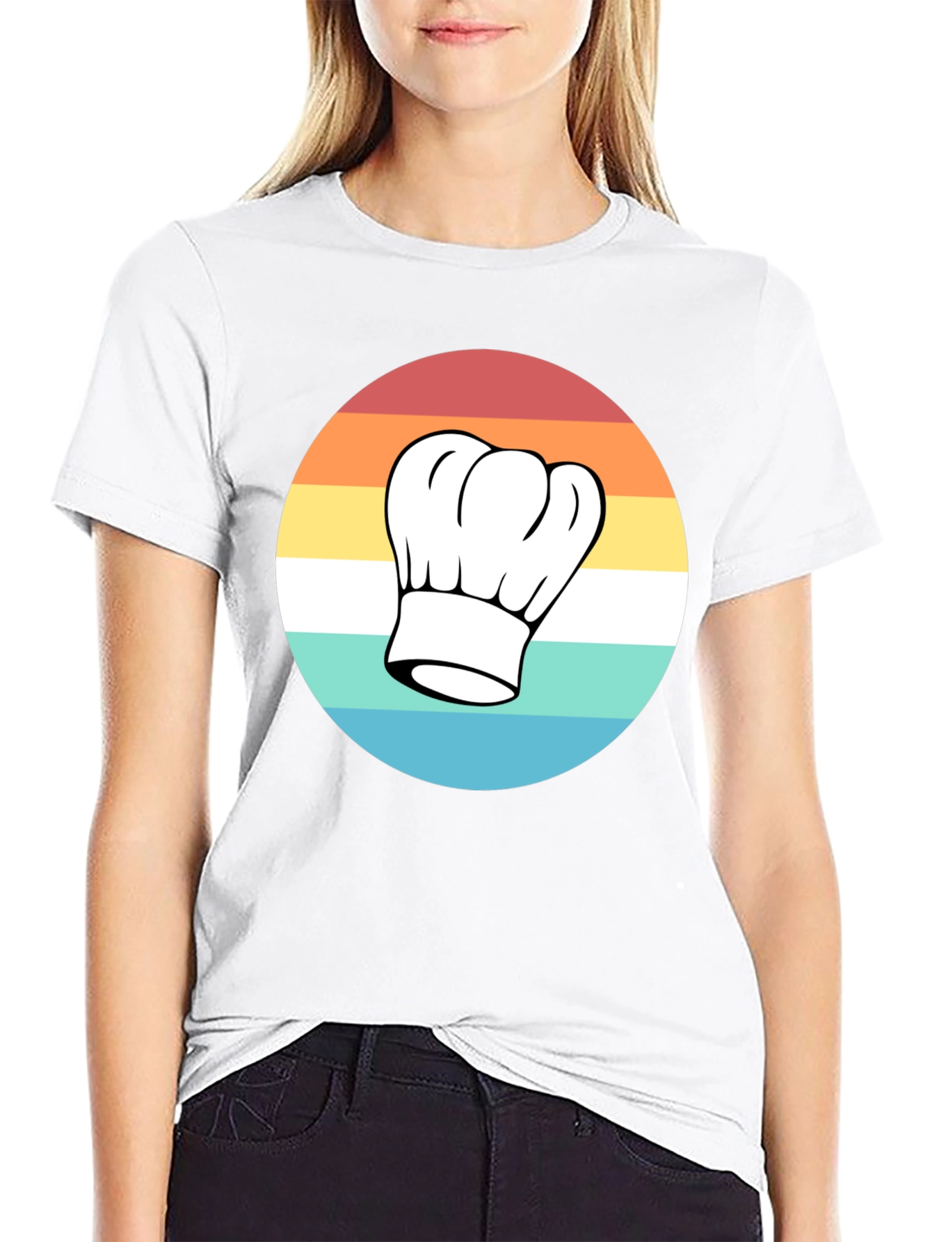 Black Retro Chef Hat T-Shirt - Classic Culinary Style view 9