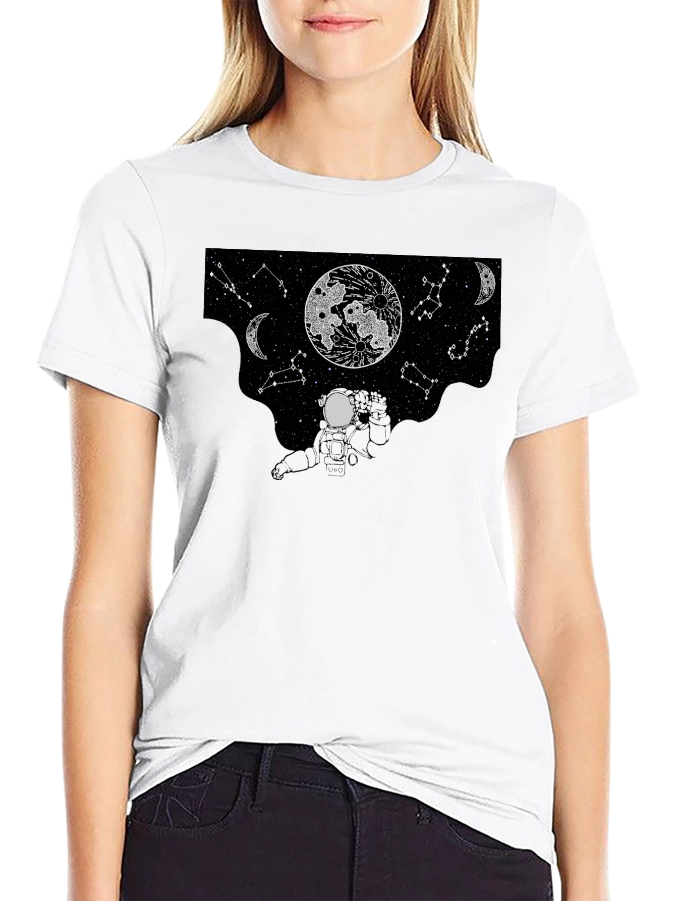 Black Astronaut Moonscape Black T-Shirt view 9