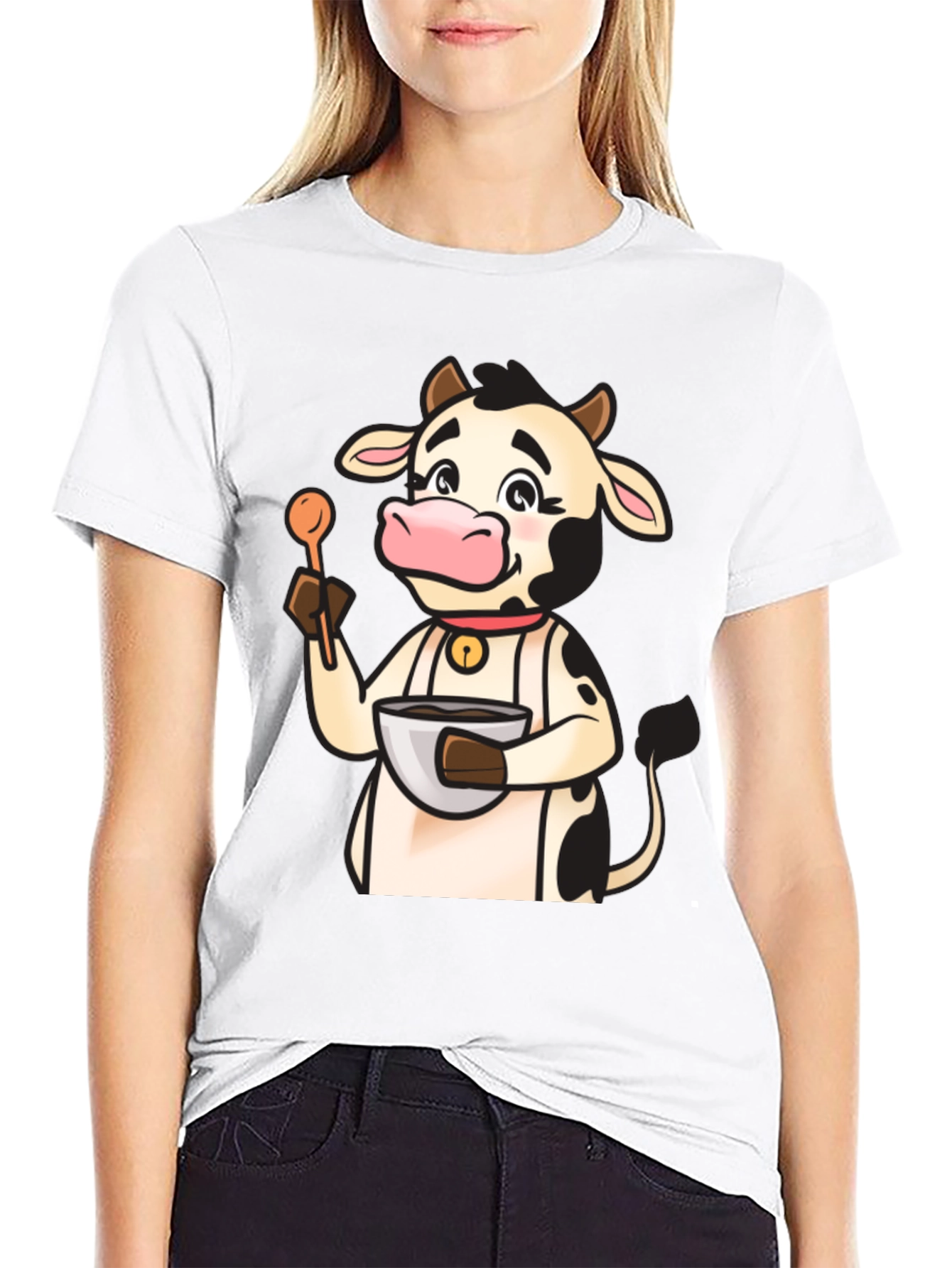 Black Cow Chef T-Shirt - Cute Cartoon Cooking Tee view 9