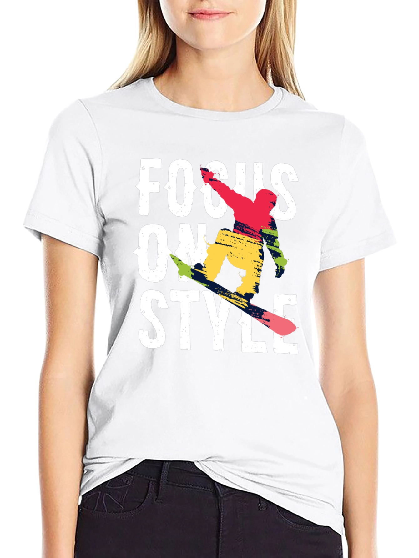 Black Focus on Style Graphic Tee | Trendy Black Cotton Shirt view 9