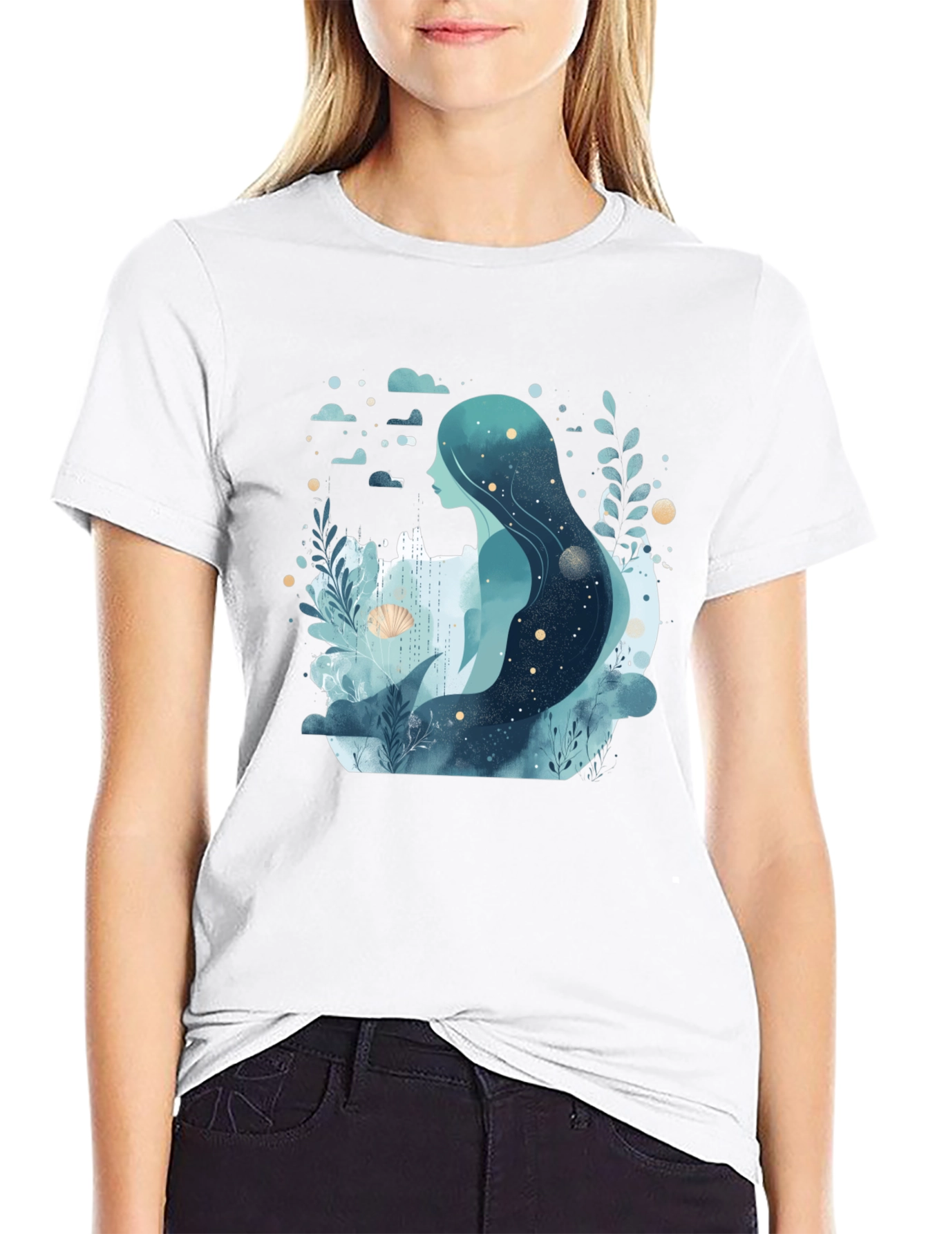 Black Celestial Mermaid Graphic Tee - Black view 9