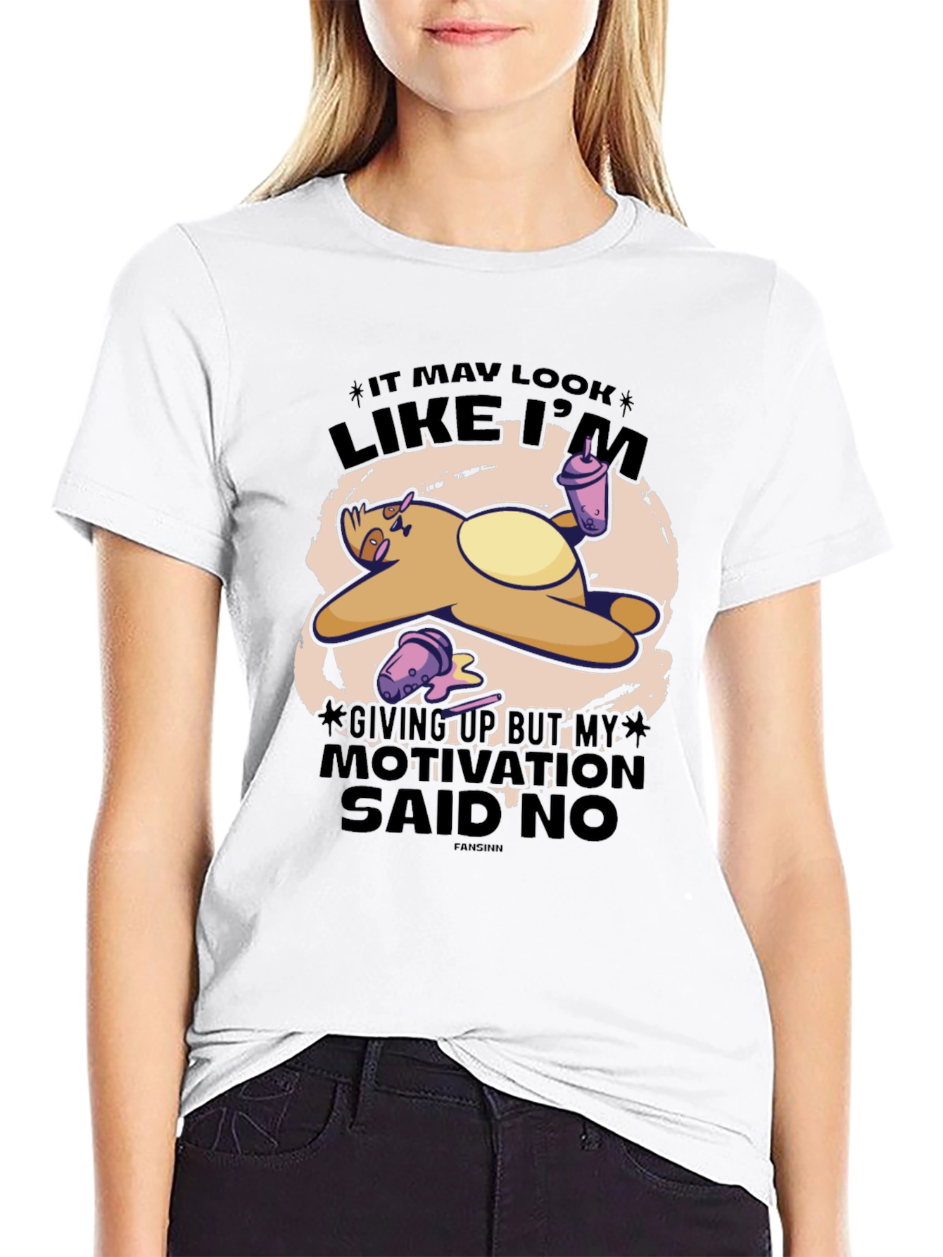 Black Funny Sloth Motivation T-Shirt view 9