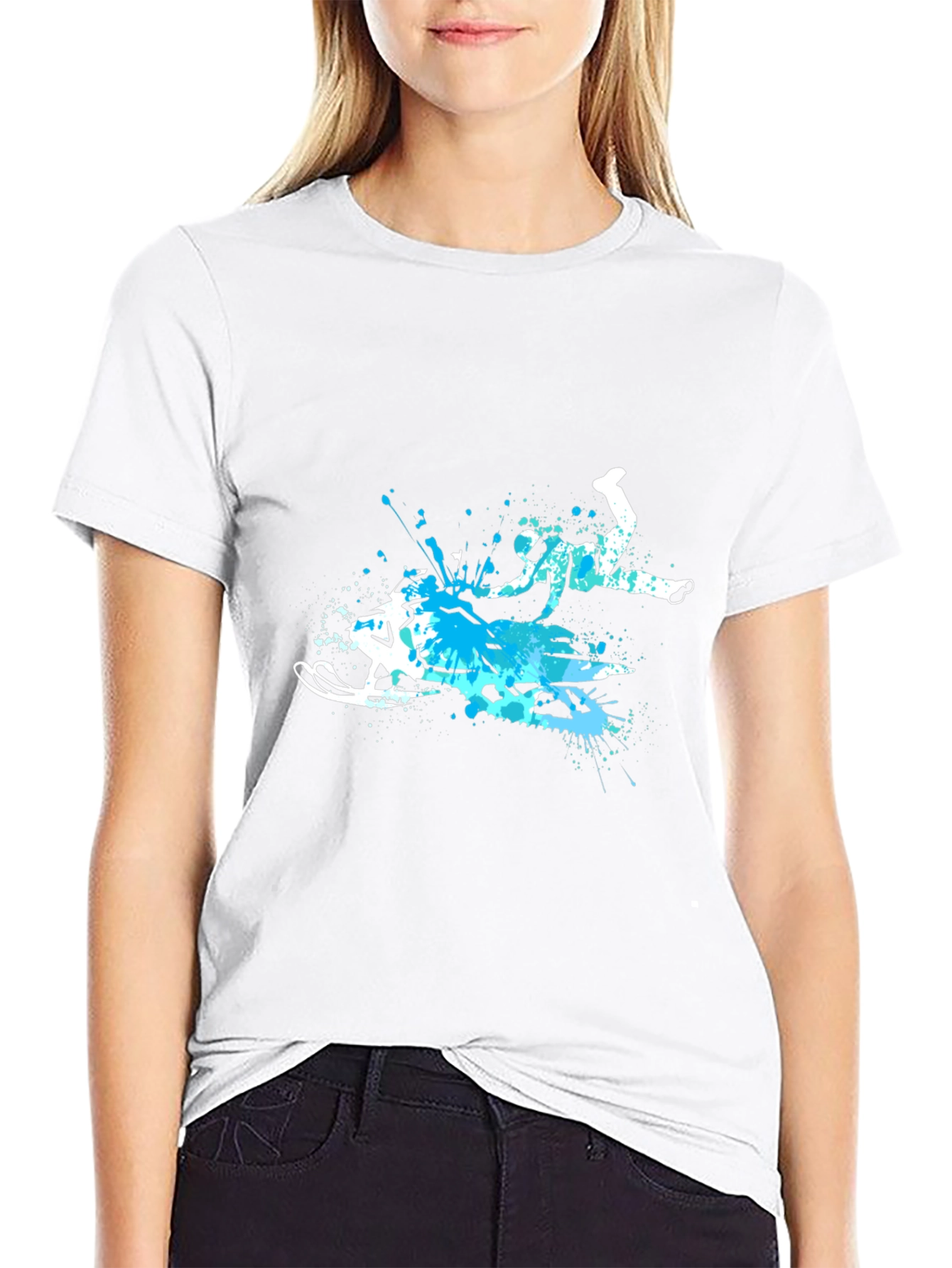 Black Snowmobile Splash Art Graphic Tee - Cool Sport T-Shirt view 9
