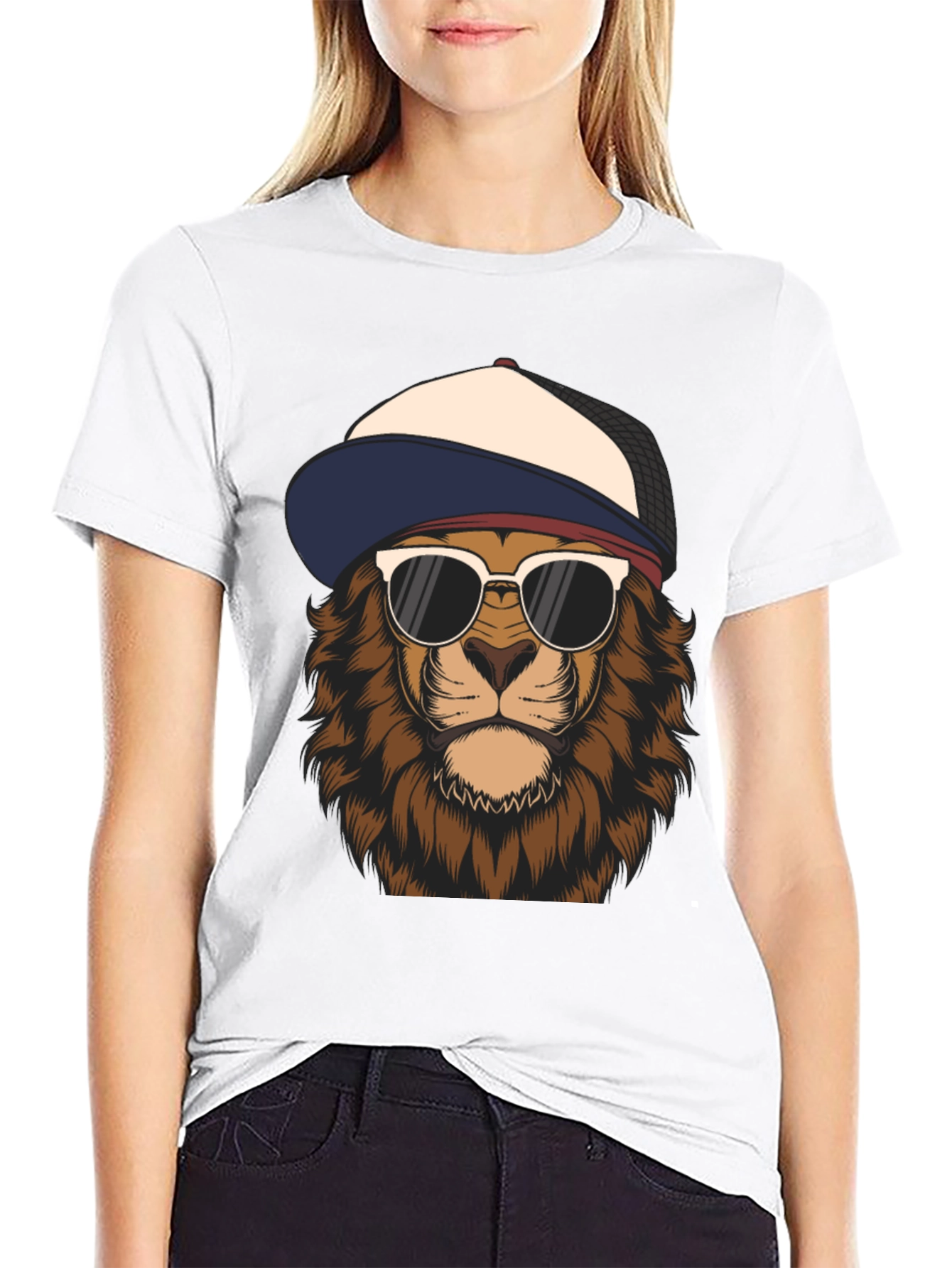 Black Cool Lion Graphic Tee - Trendy Urban Style view 9