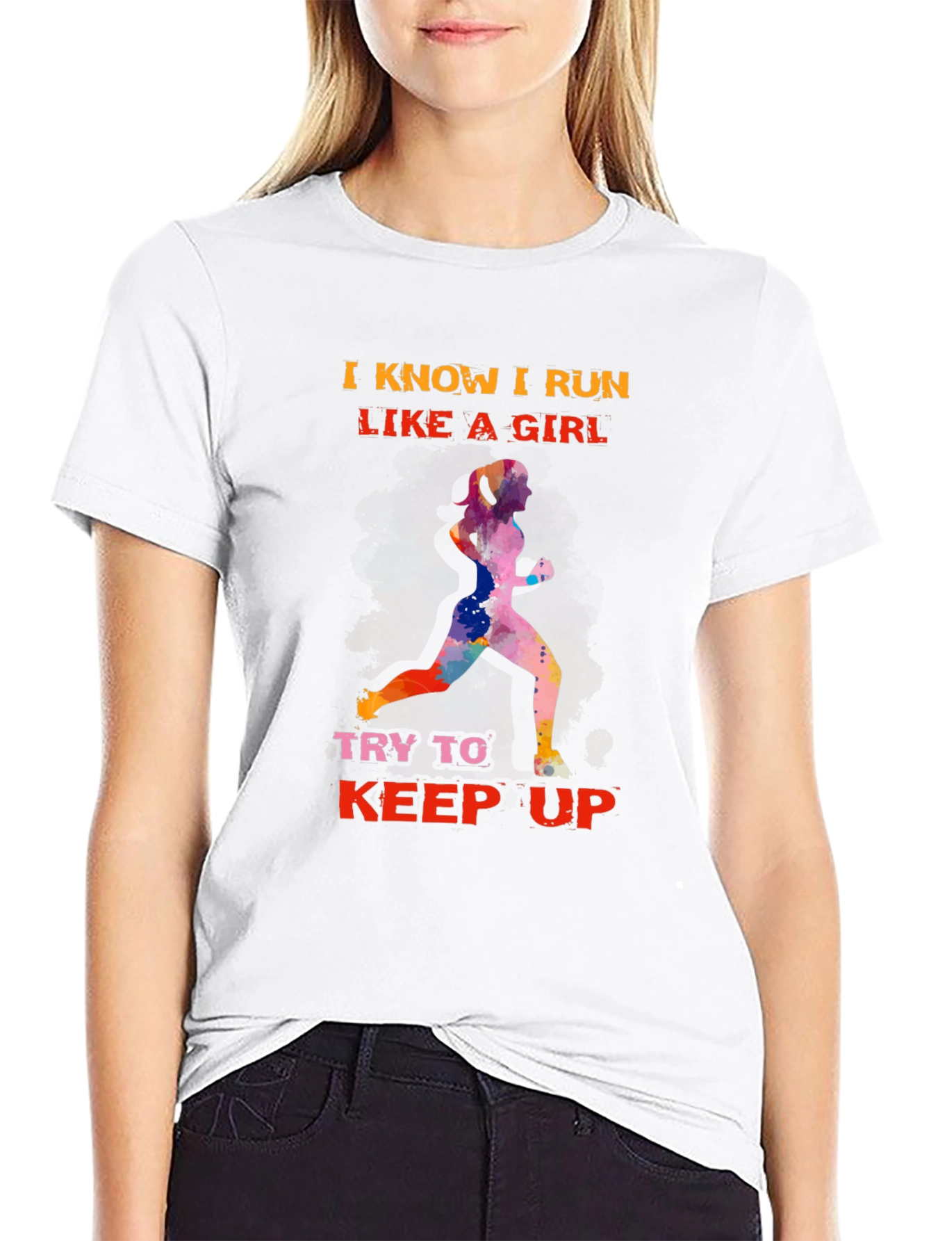 Black I Run Like a Girl T-Shirt view 9