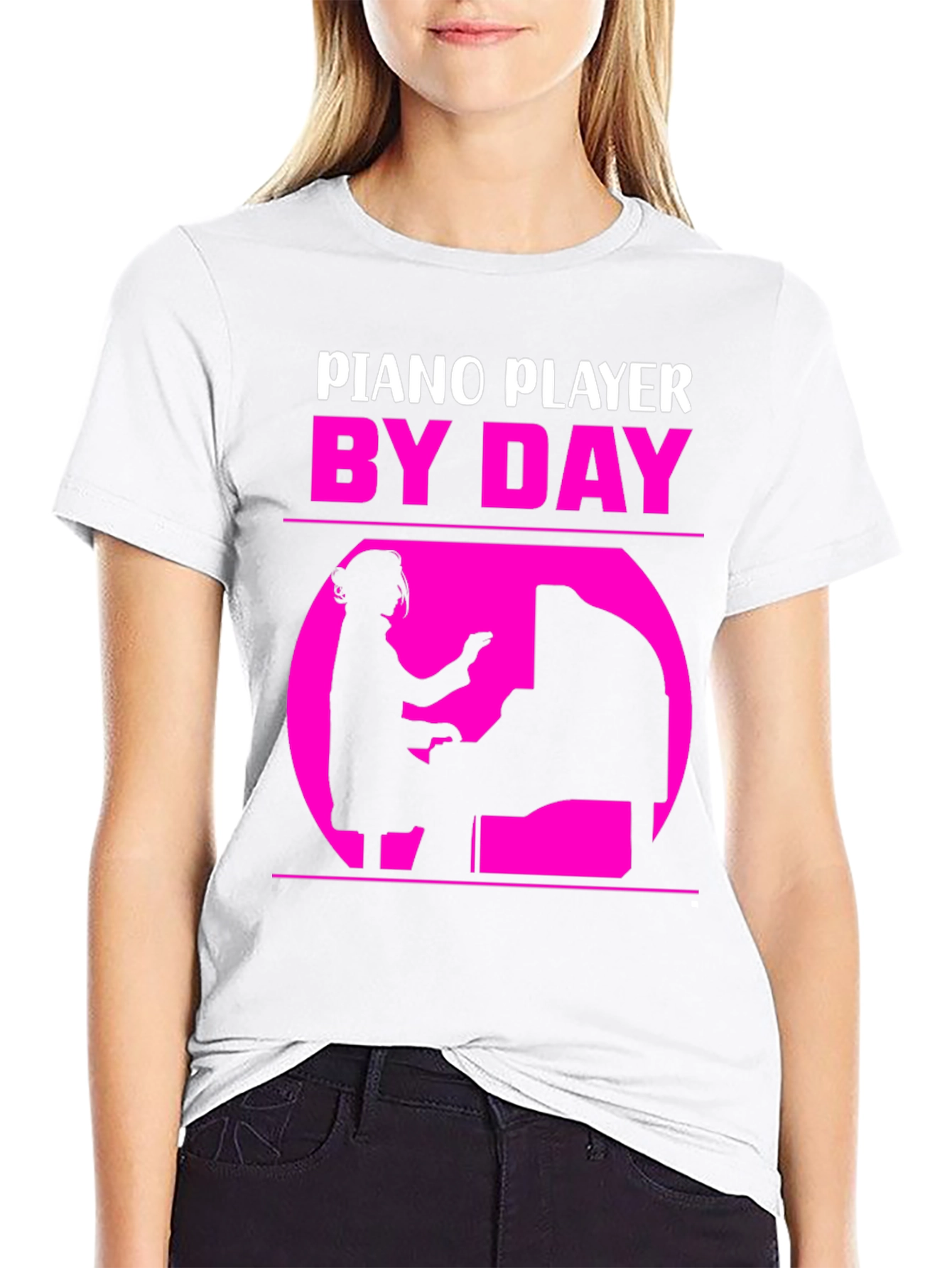 Black Piano Player By Day T-Shirt - Musician Gift view 9
