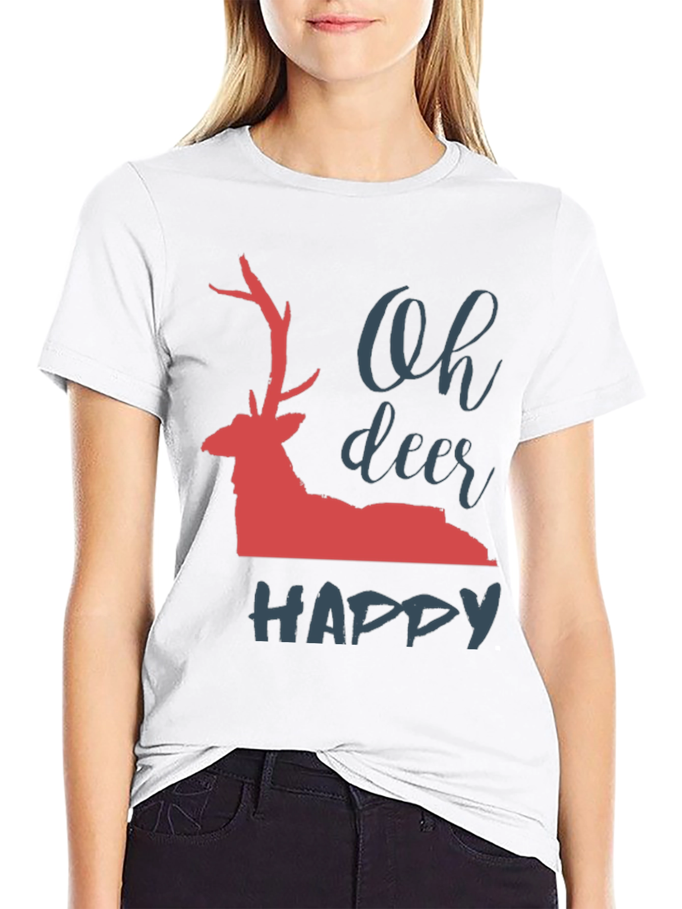 Black Oh Deer Happy T-Shirt view 9