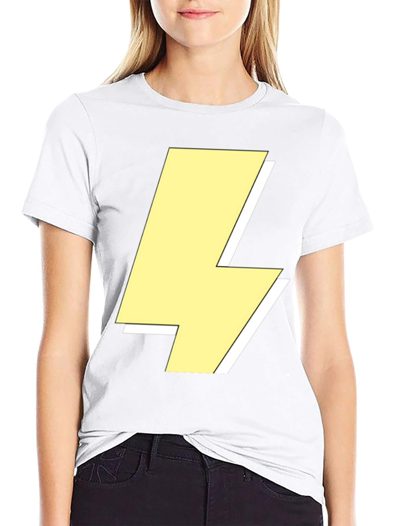 Black Lightning Bolt Graphic Tee - Black Crew Neck Shirt view 9