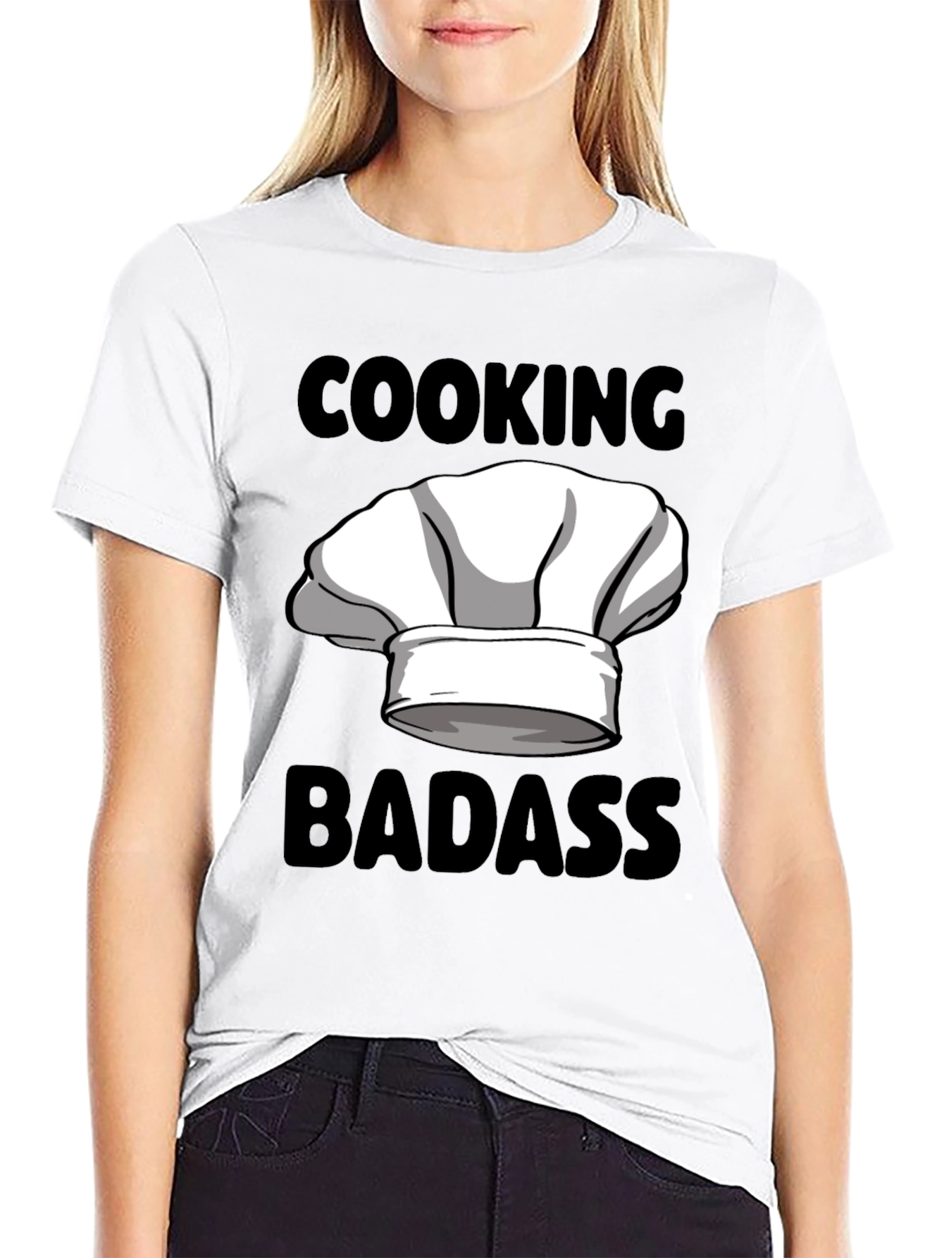 Black Cooking Badass Graphic Tee - Chef's Hat Humor view 9