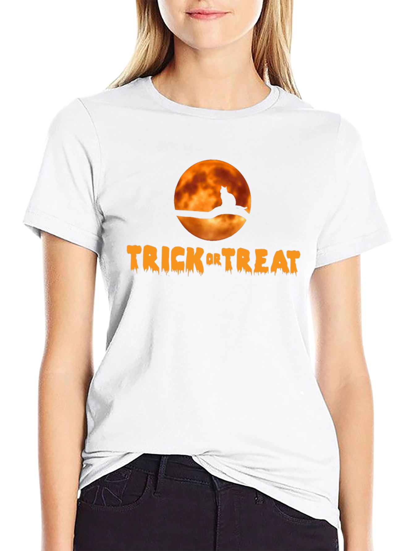Black Halloween Trick or Treat Cat T-Shirt view 9