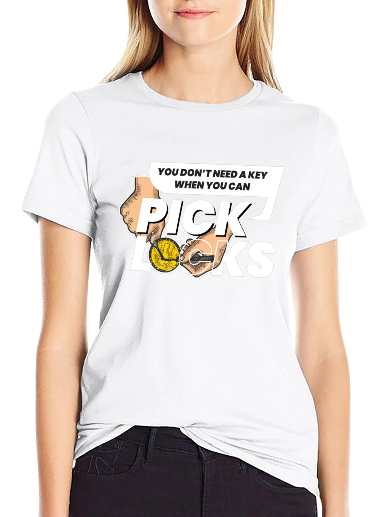 Black Pick Locks Graphic Tee - Locksmith Humor T-Shirt view 9