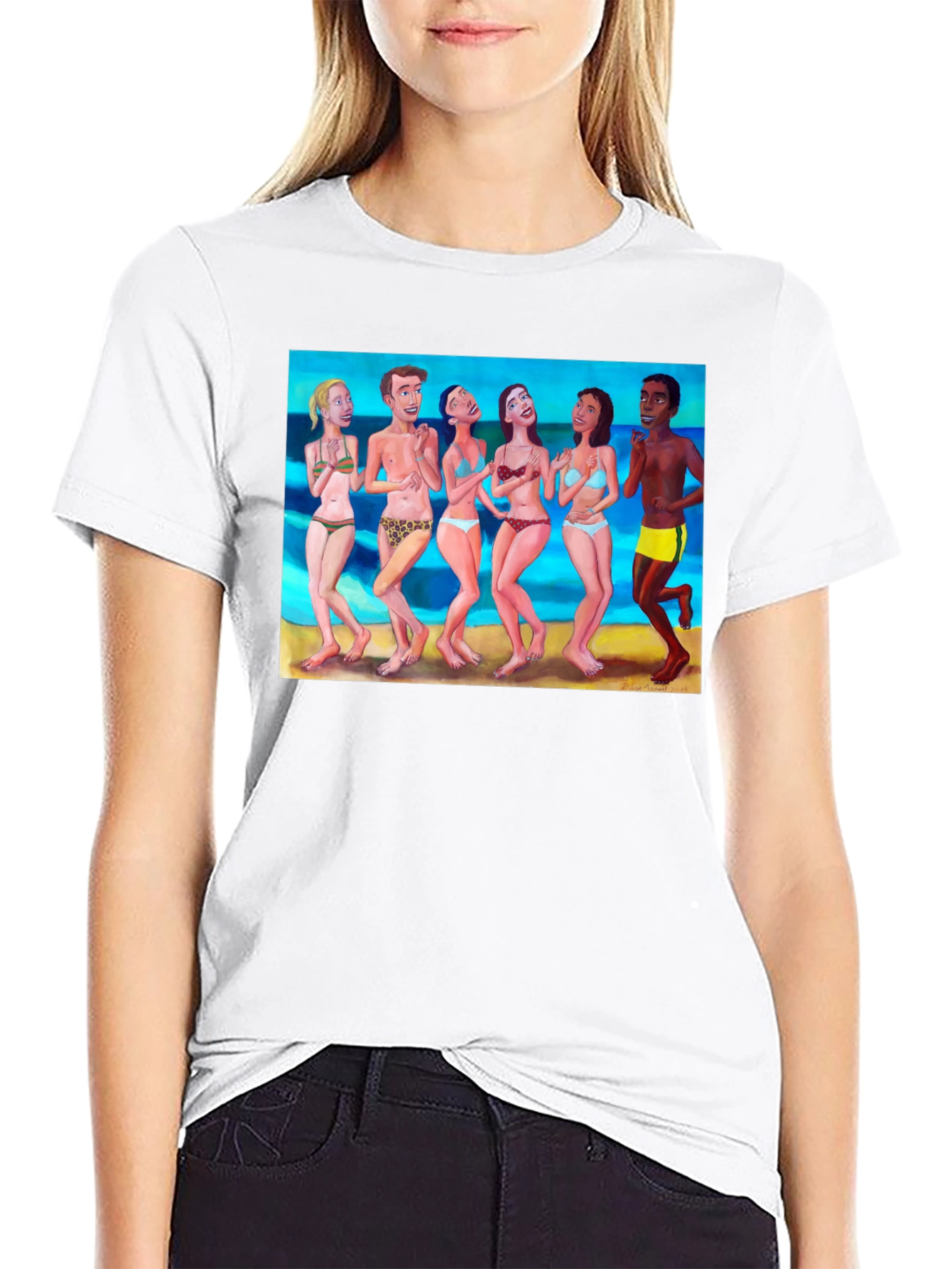 Black Beach Crowd Graphic Tee - Unisex Black T-Shirt view 9