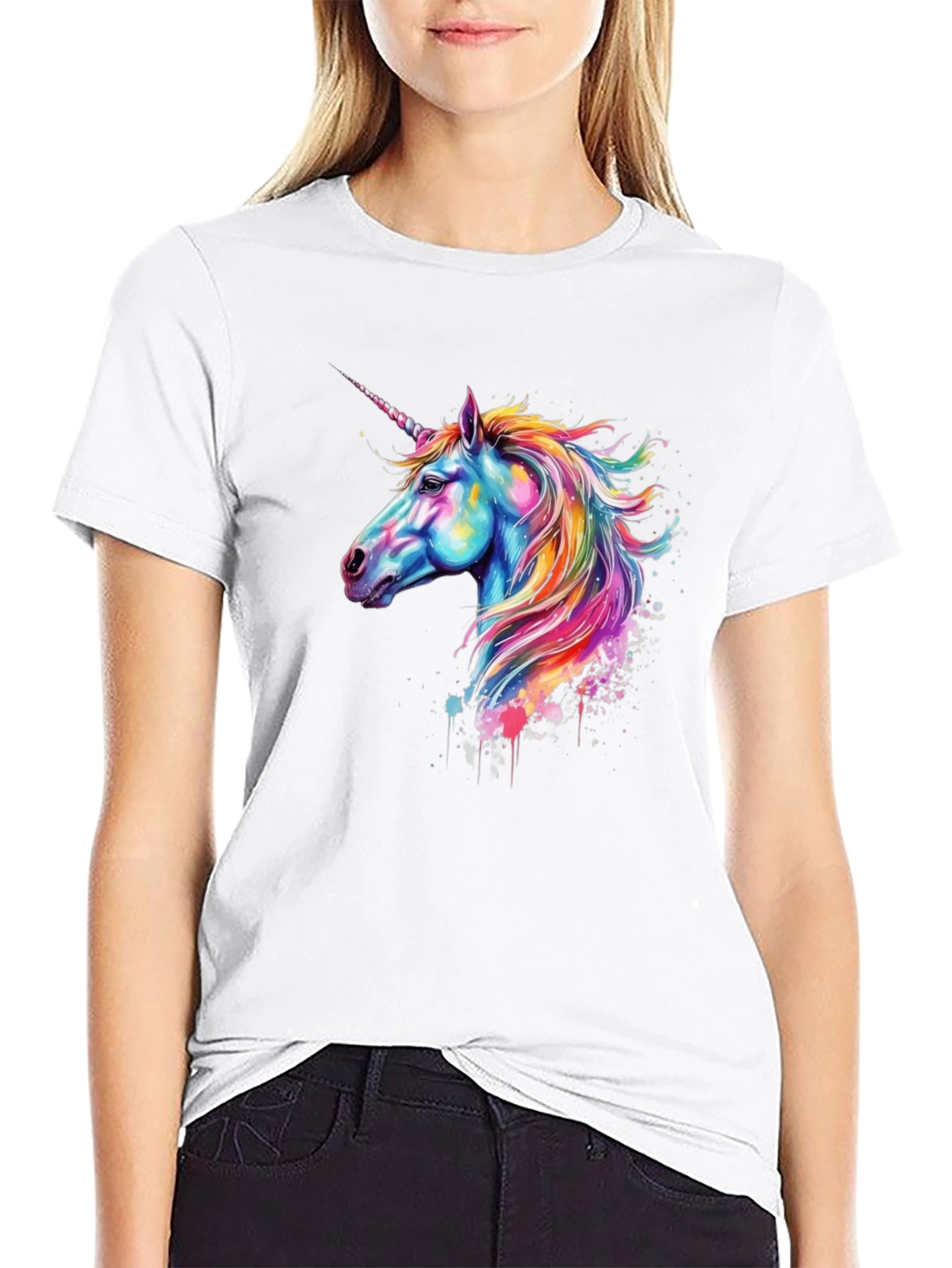 Black Unicorn Graphic Black T-Shirt view 9
