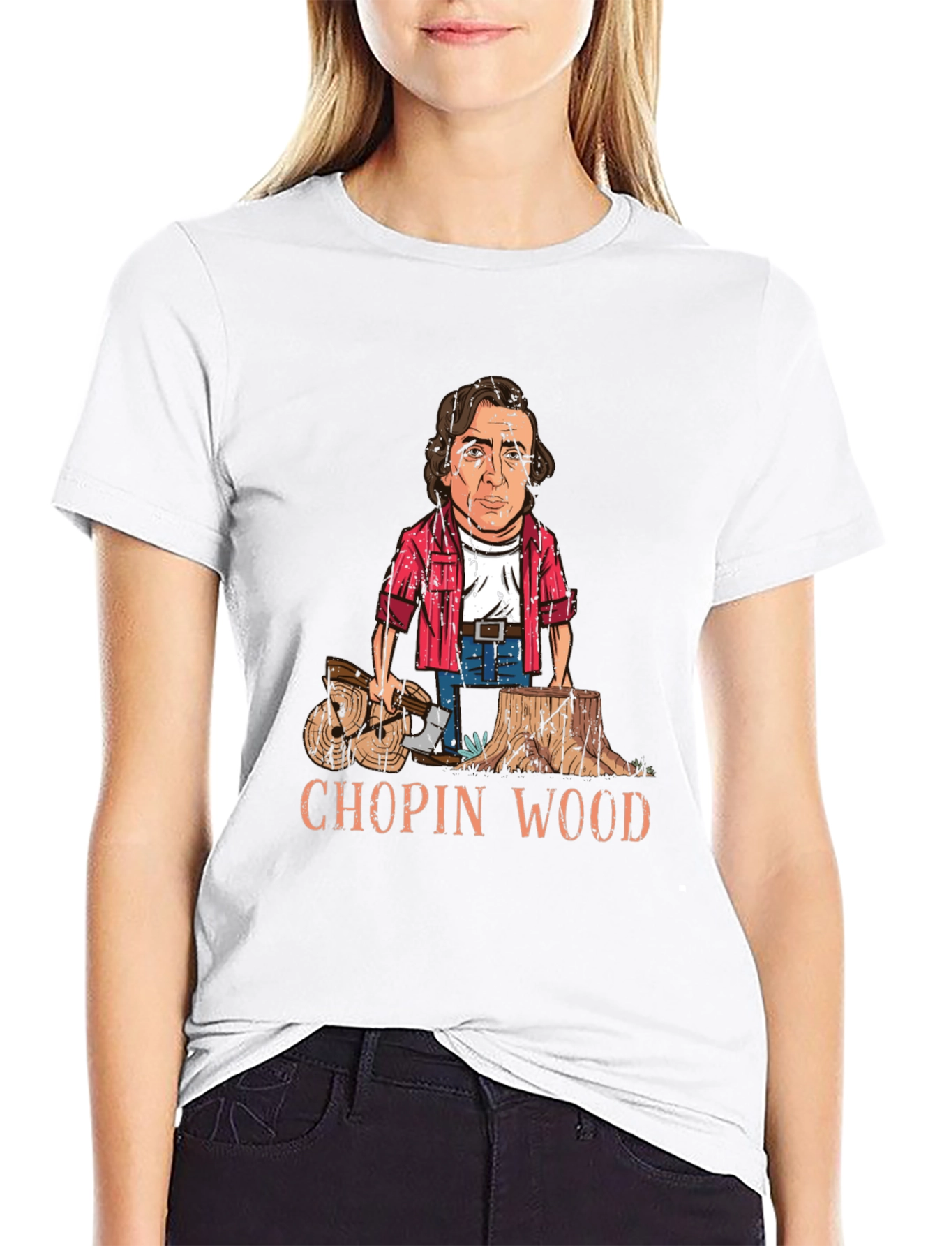 Black Chopin Wood Funny Graphic Tee view 9