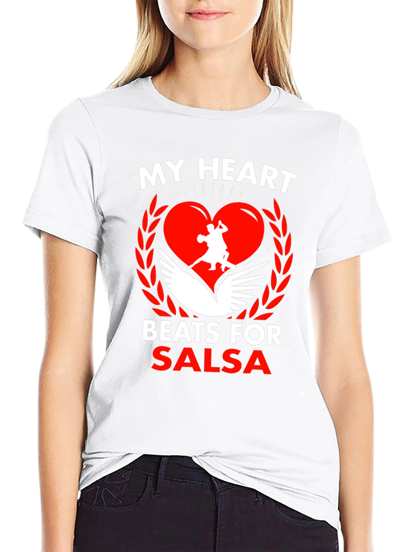 Black Salsa Dance Heartbeat T-Shirt view 9