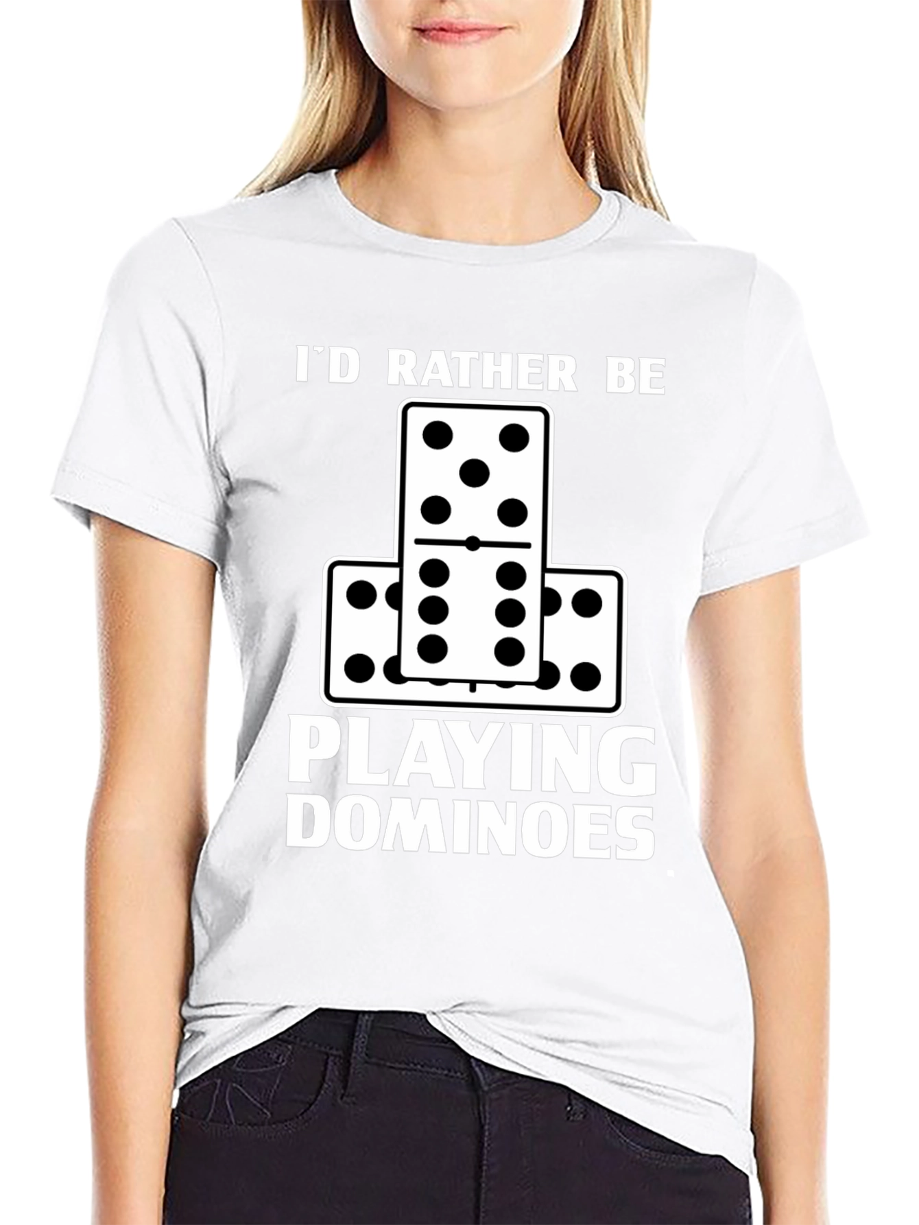 Black I'd Rather Be Playing Dominoes T-Shirt view 9