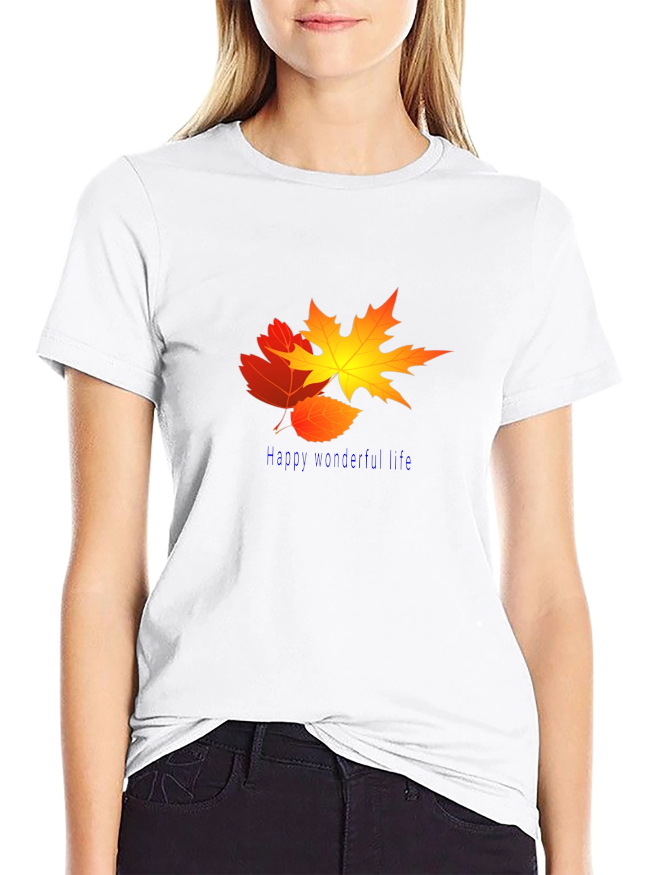 Black Fall Leaves Graphic Tee - Happy Wonderful Life view 9