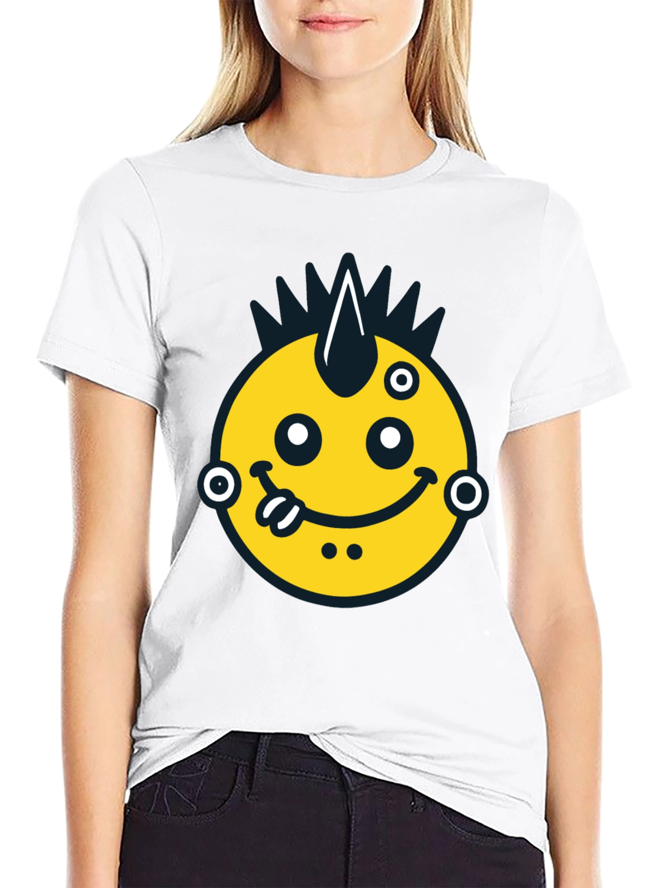 Black Funky Emoji Graphic Tee - Black Cotton T-Shirt view 9