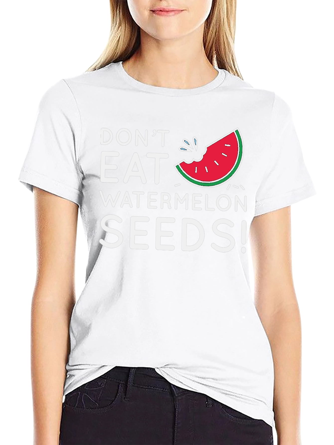 Black Funny "Don't Eat Watermelon Seeds!" Graphic Tee view 9
