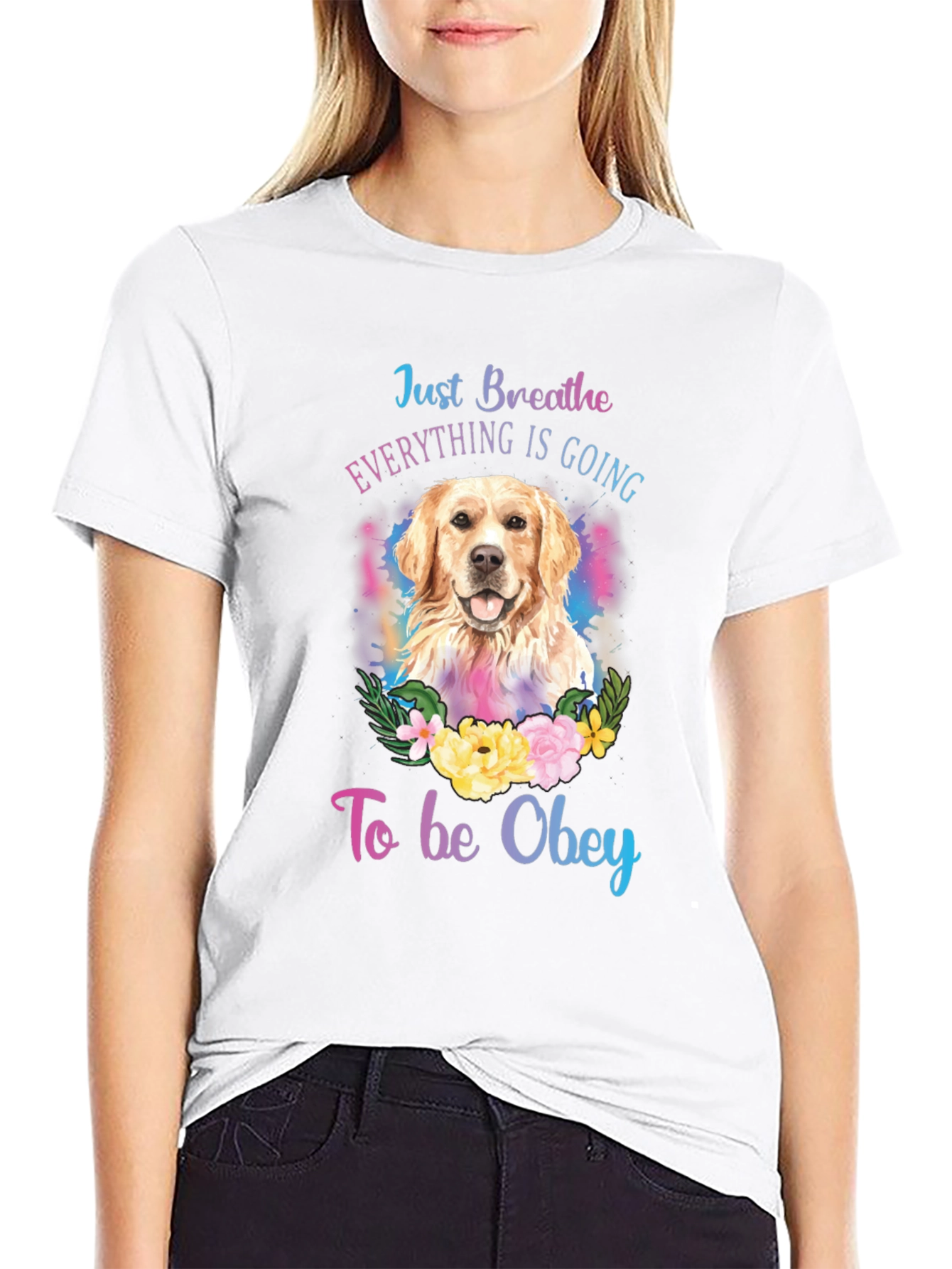 Black Dog Lover T-Shirt - Just Breathe Graphic Tee view 9