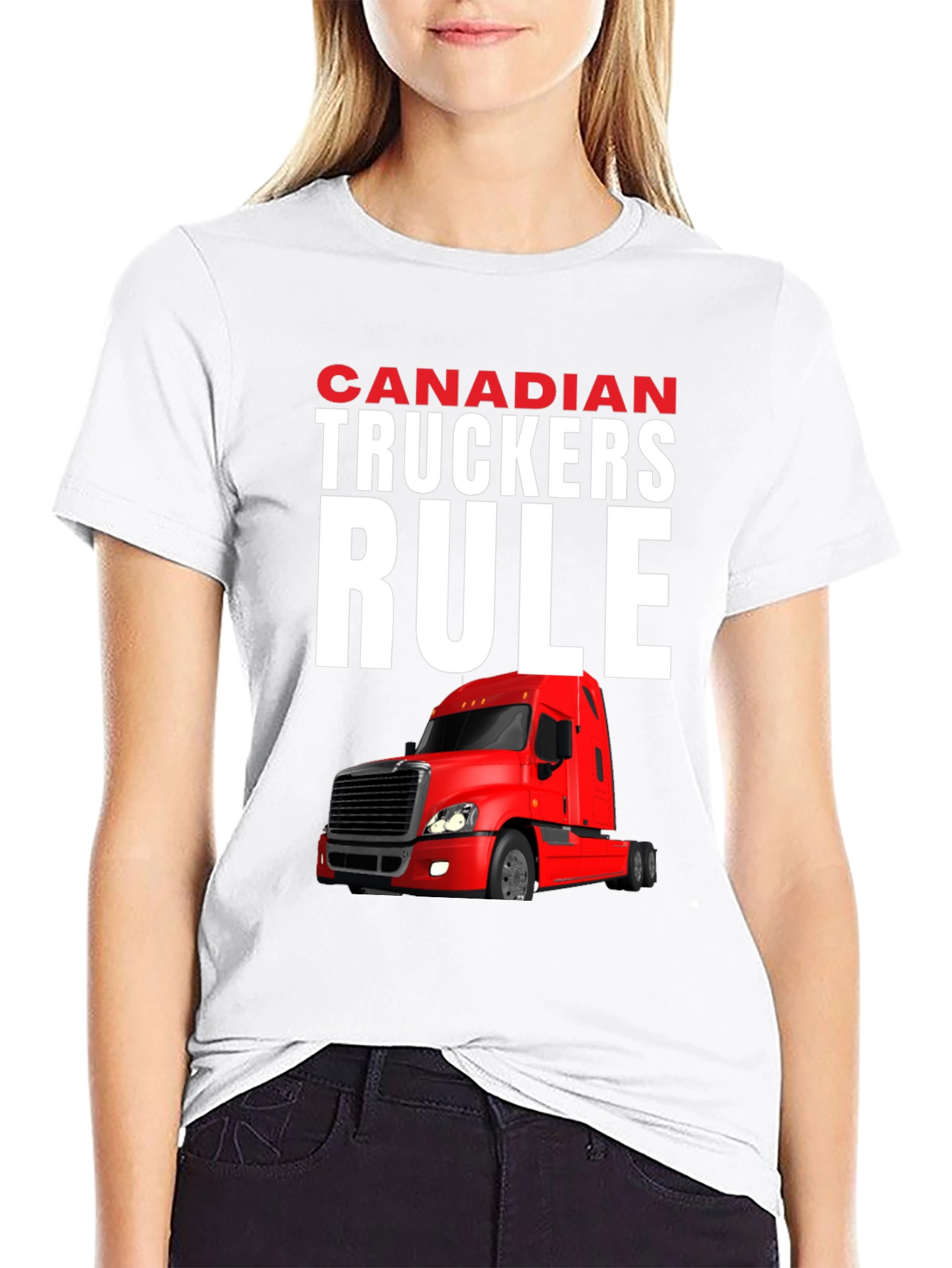 Black Canadian Truckers Rule Graphic T-Shirt view 9