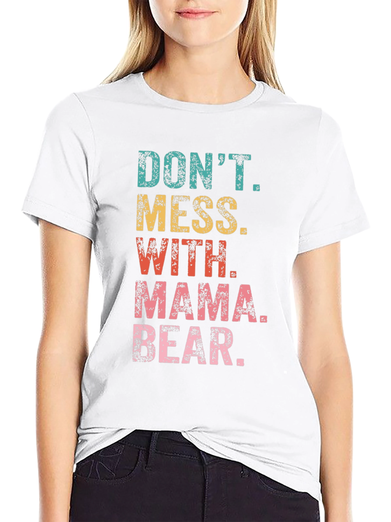 Black Don't Mess With Mama Bear Black Graphic T-Shirt view 9