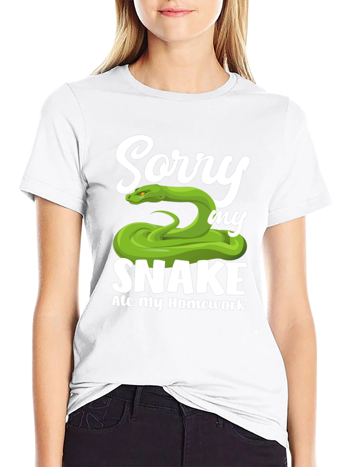 Black Sorry My Snake Ate My Homework T-Shirt view 9