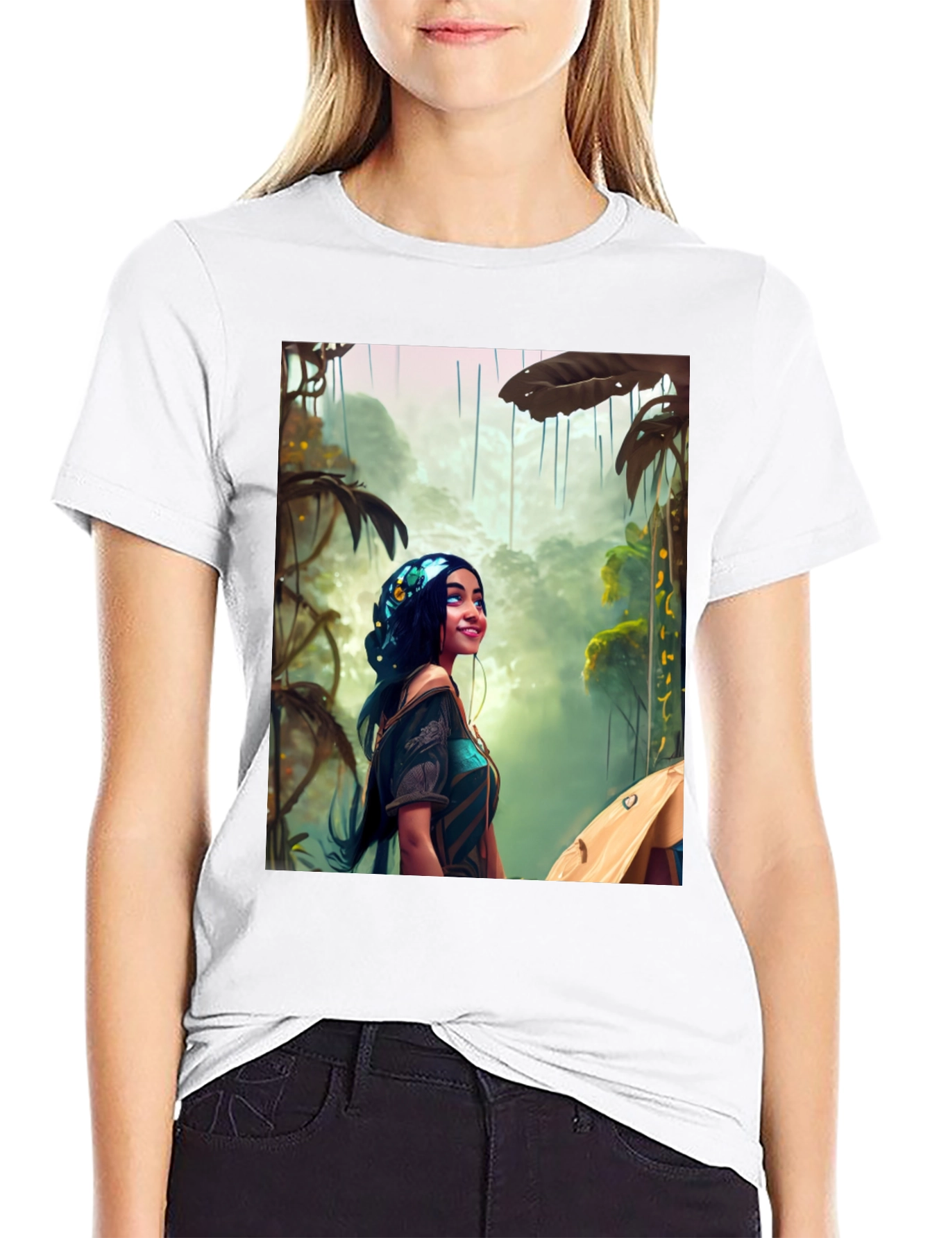 Black Jungle Girl Graphic Tee view 9