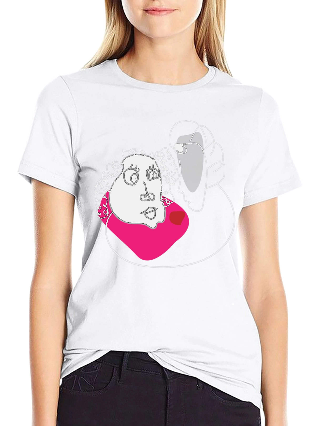 Black Abstract Face Graphic Black T-Shirt view 9